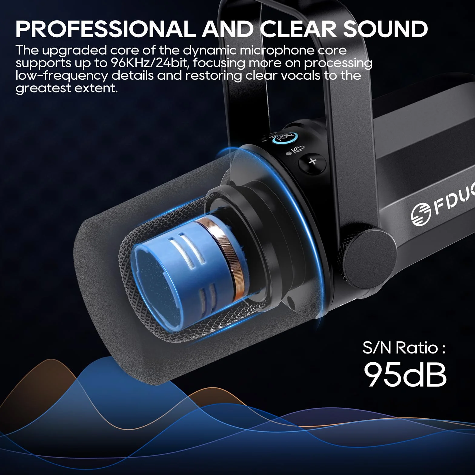 FDUCE SL40 Vocal Dynamic Podcast Microphone for Podcasting, Gaming, Live Streaming & Recording, Built-in Headphone Output, LED Mute Button, All Metal USB/XLR Cardioid Mic, Voice-Isolating Technology