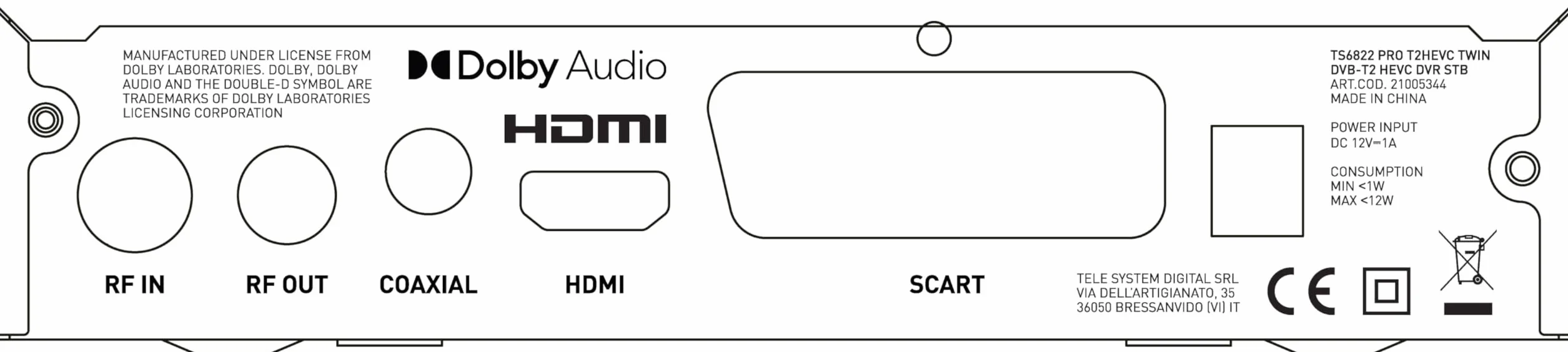 TELE System TS6822 PRO DVB-T2 HEVC cyfrowy dekoder naziemny i rejestrator wideo z dwoma tunerami DVB-T2 HD HDR (HDR10/HLG) z wyświetlaczem i pilotem zdalnego sterowania 2 w 1 ze sterowaniem