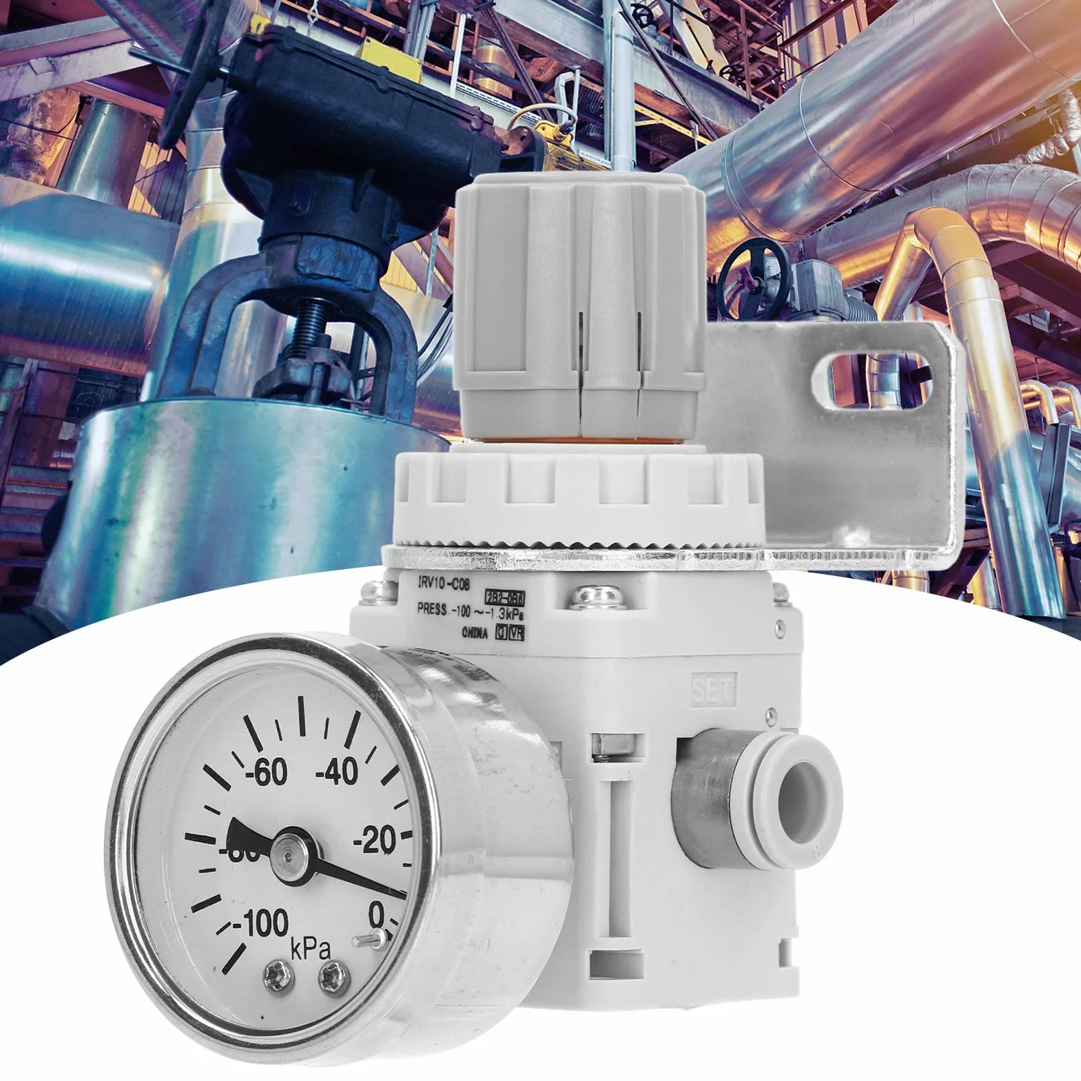 Pneumatyczny Regulator Ciśnienia -100 do 1,3 kPa, 80 cm, Zawór Regulacji Podciśnienia, Samoblokujący, Precyzyjna Regulacja dla Systemów Pneumatycznych