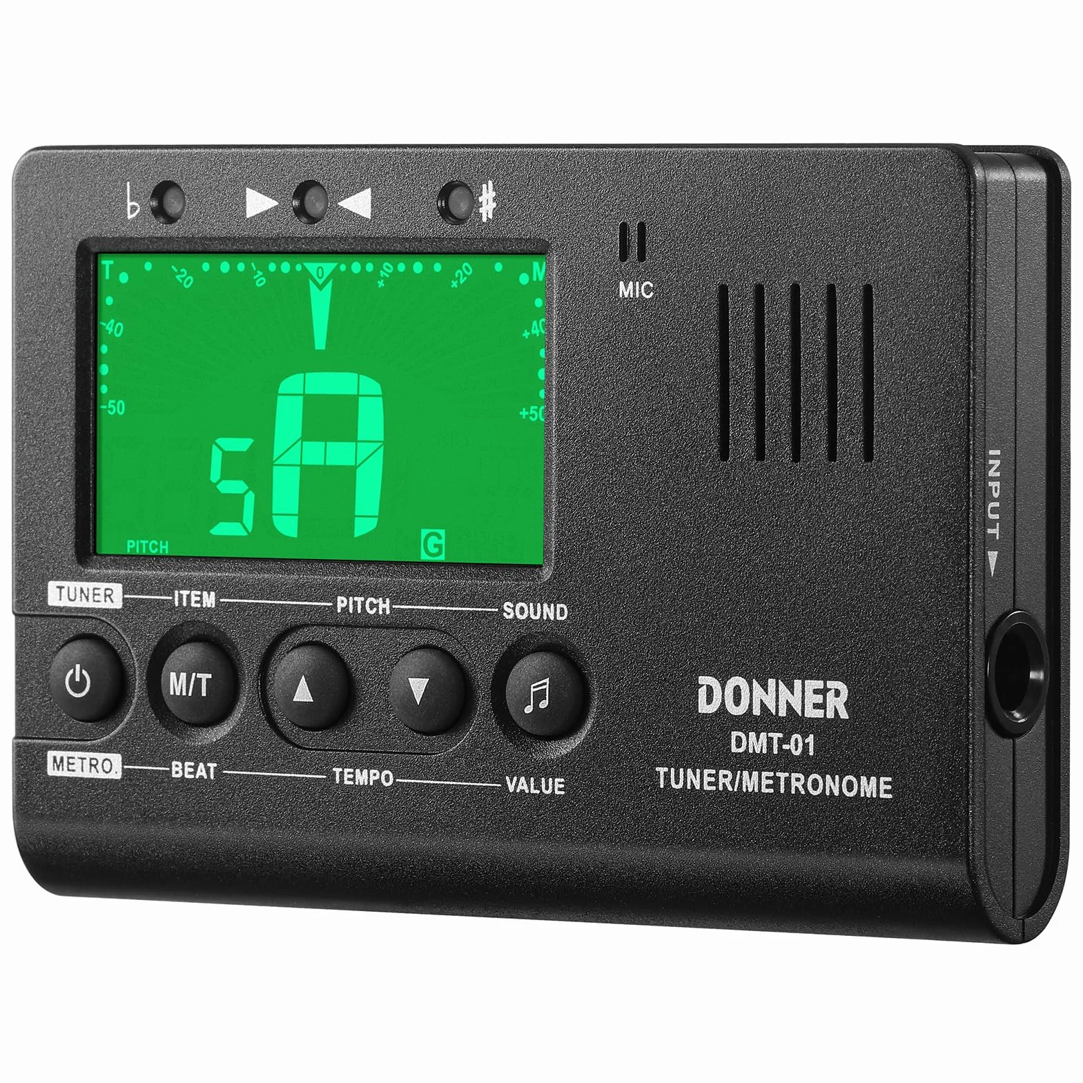 Donner Tuner metronomowy do wszystkich instrumentów, gitara, bas, skrzypce, ukulele, trąbka, chromatyczny, klarnet, flet, cyfrowy metronom 3 w 1, z tunerem/metronomem/generatorem tonów, DMT-01