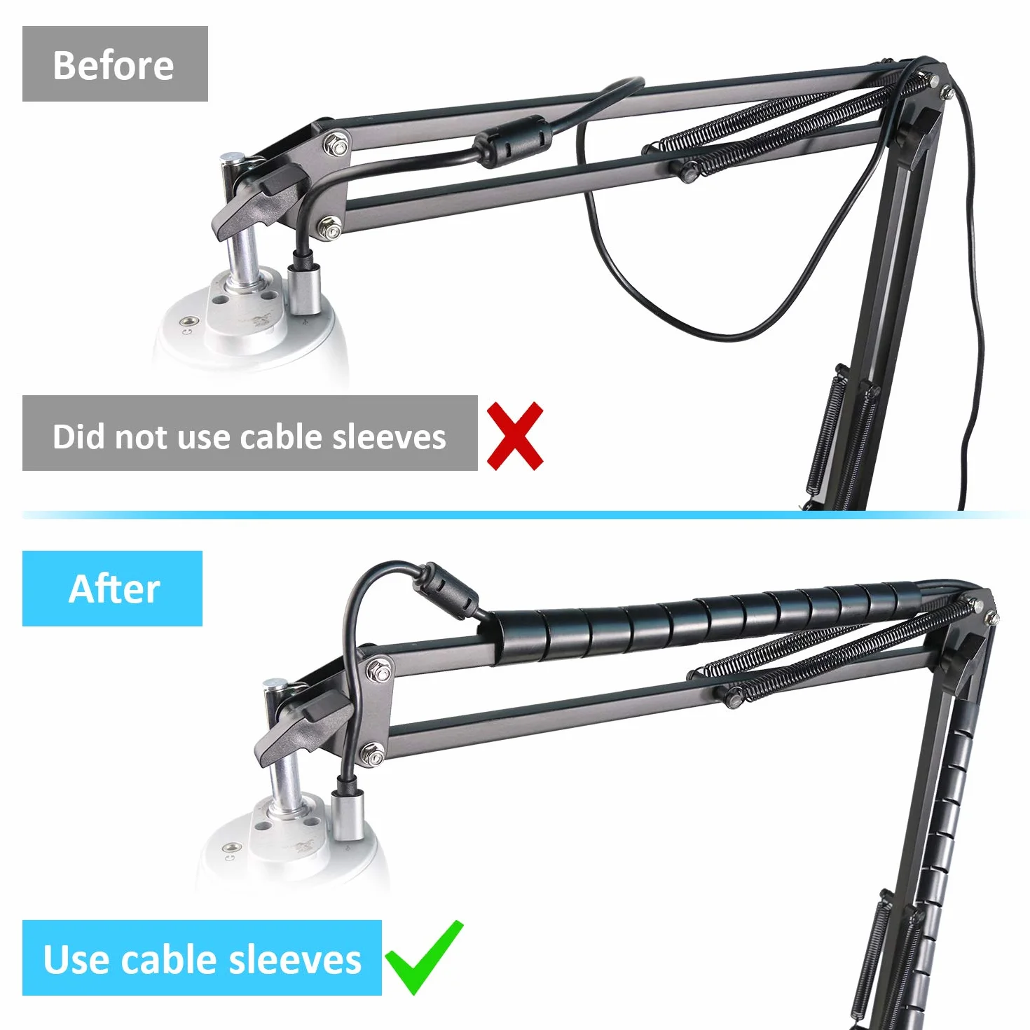MXL 770 990 statyw mikrofonowy z filtrem pop – stojak na ramię mikrofonu z przednią szybą, tuleja kablowa kompatybilna z MXL Mics 770 990 by YOUSHARES