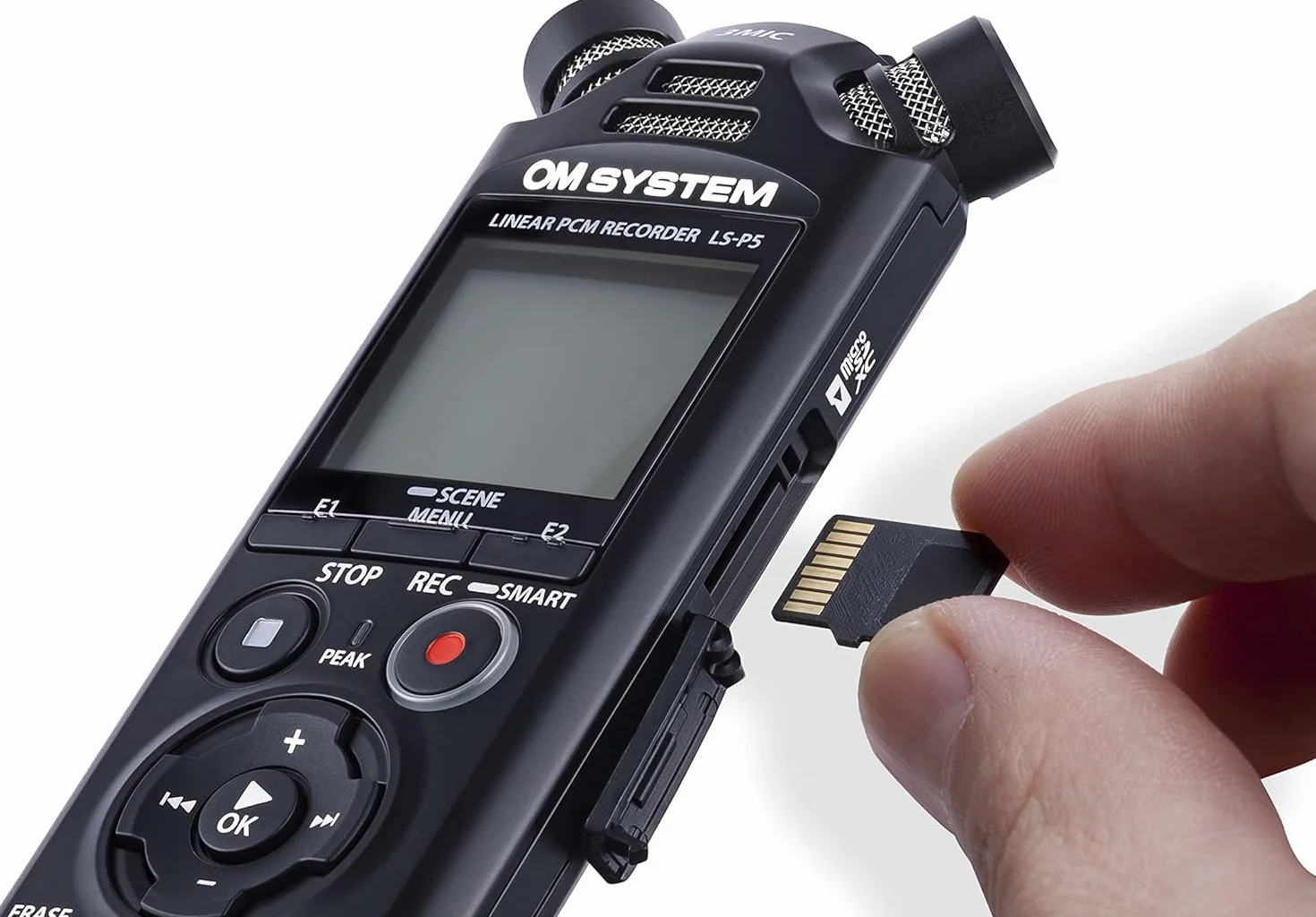 OM SYSTEM LS-P5 Rejestrator Audio Hi-Res – System 3 mikrofonów TRESMIC II, Bluetooth, 16GB, 37h, profesjonalne nagrania, sterowanie smartfonem, USB, PCM/FLAC/MP3