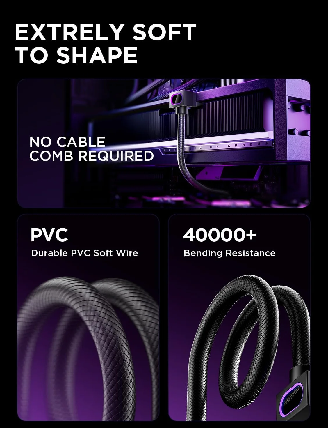 AsiaHorse Hydrus 8-Pin GPU Kabel przedłużający [TYP A - ZATZASK NA DOLE], Kabel zasilający PCIE do karty graficznej (NIE DLA CPU), 18AWG Sleeved, 5V ARGB Sync - Czarny