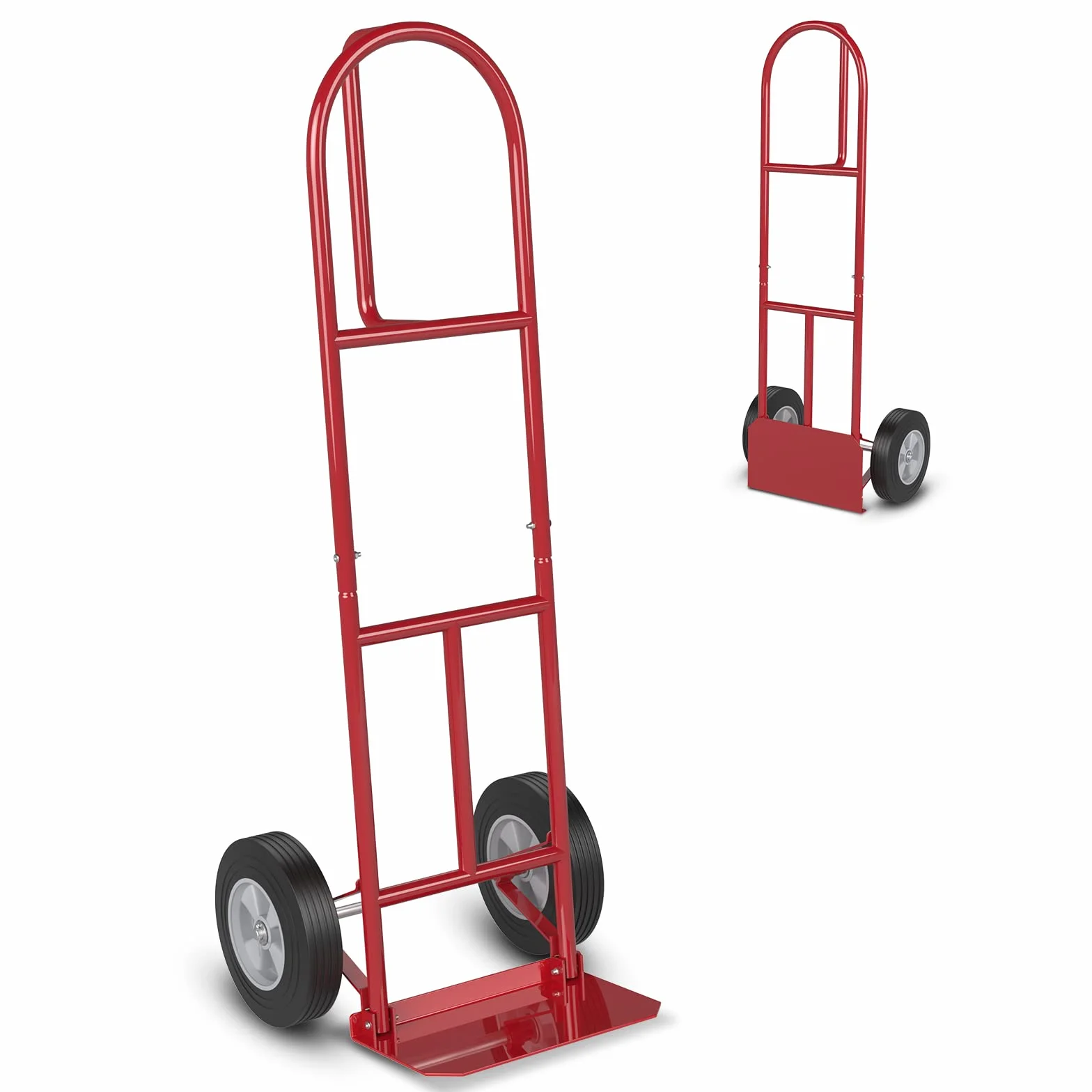COSTWAY Wózek transportowy z uchwytem P, obciążenie do 300 kg, metalowy wózek do dużych obciążeń, wózek transportowy z dużymi kołami i składaną powierzchnią ładunkową, wózek transportowy ręczny (model