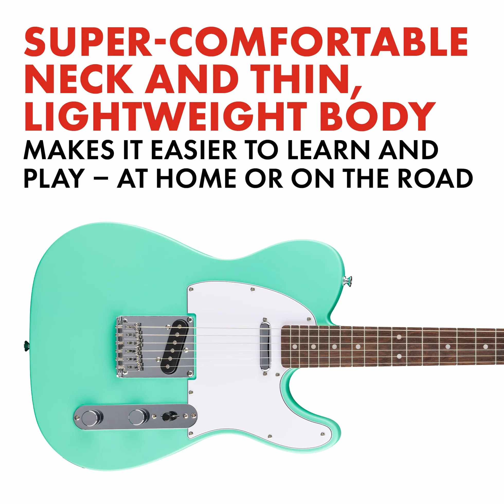 Squier by Fender Debut Collection Telecaster gitara elektryczna, podstrunnica Laurel, biała maskownica, Seafoam Green
