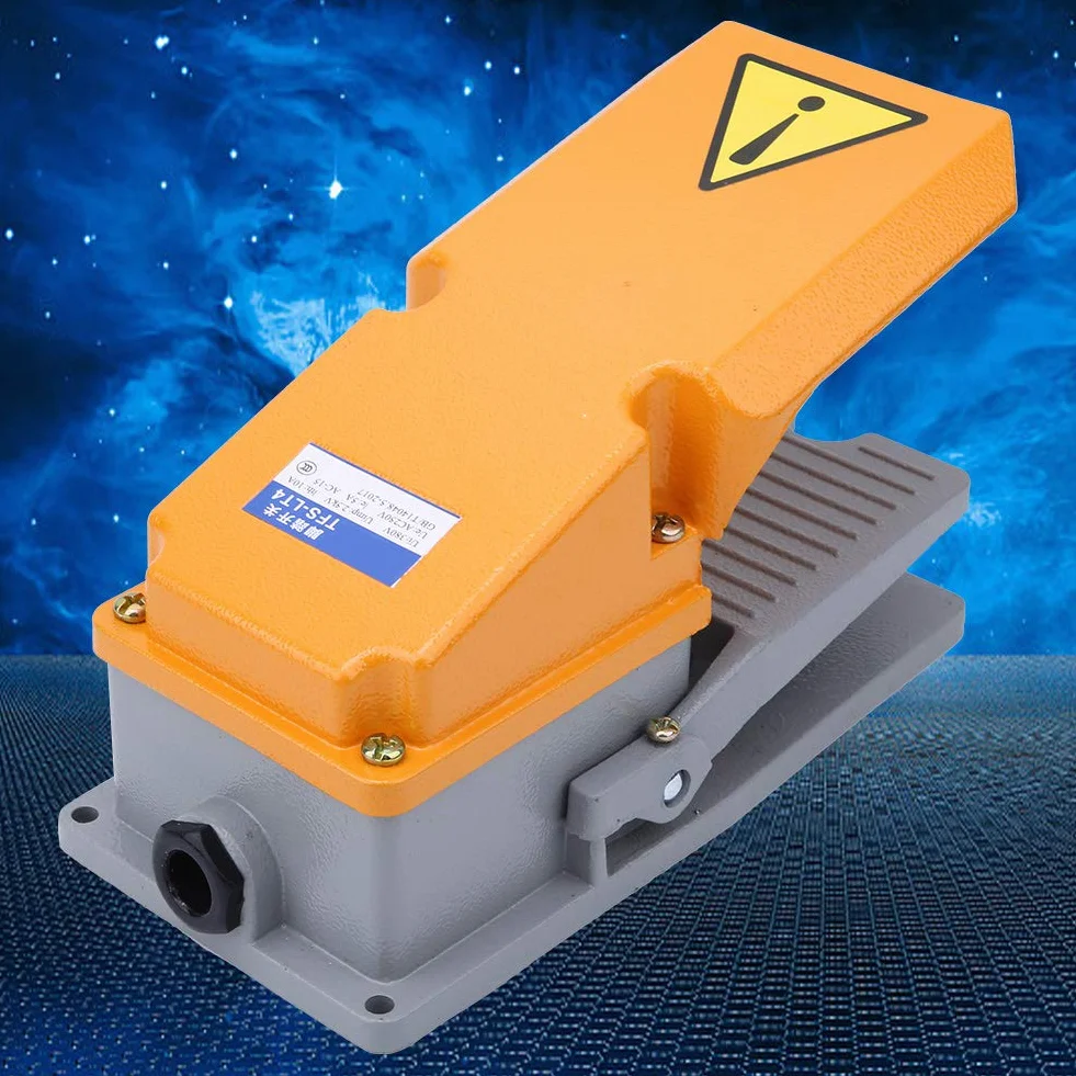 Włącznik nożny, włącznik/wyłącznik nożny Elektryczny włącznik nożny, z aluminiową obudową, wyłącznik nożny do maszyn do obróbki drewna i szycia, 10 A