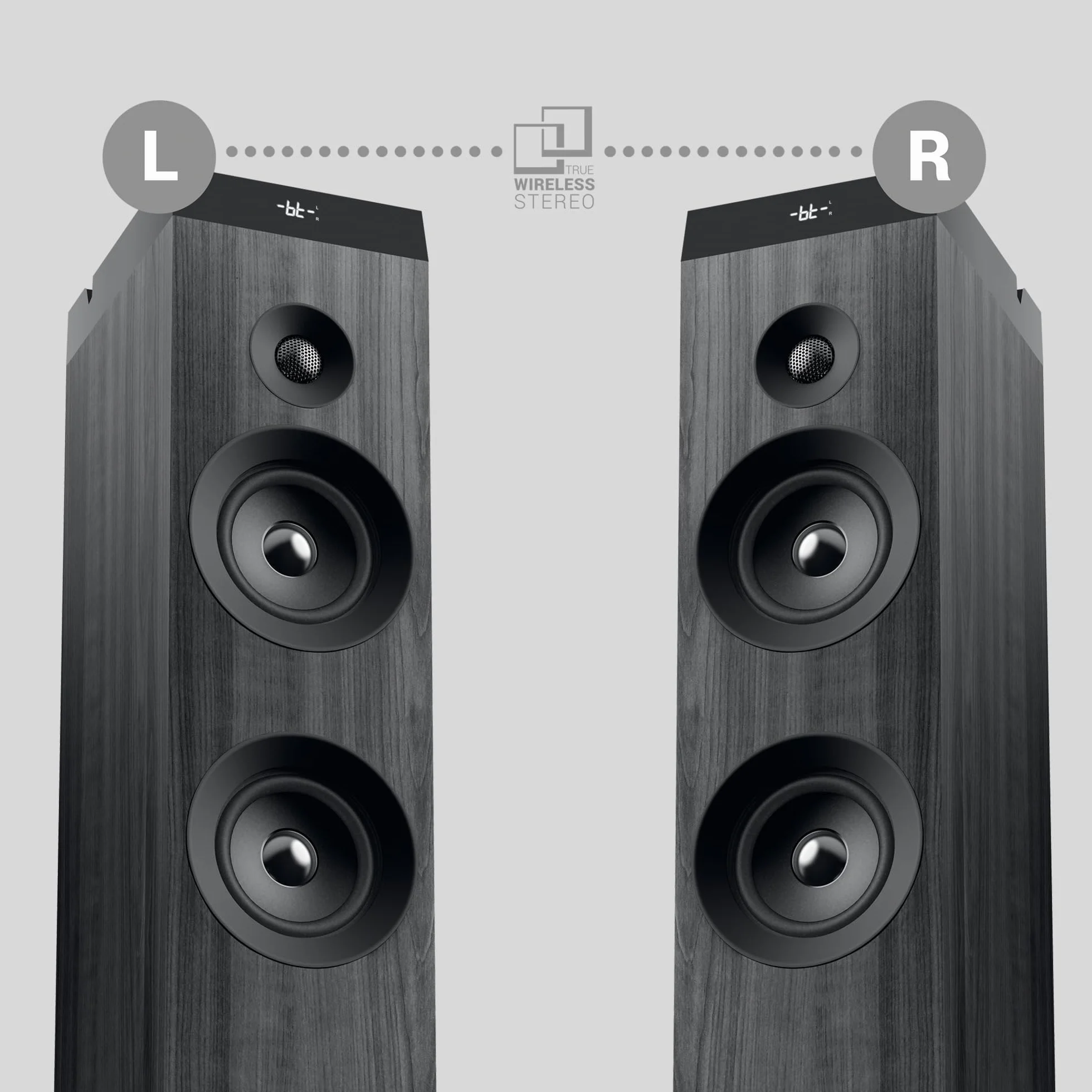 Energy Sistem Tower 7 100 W True Wireless Sound Tower z wyświetlaczem światła otoczenia, USB/MicroSD, Bluetooth, FM - czarna