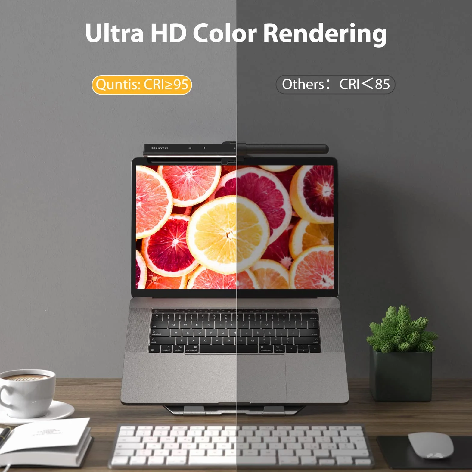 Quntis Lampa LED do monitora laptopa, USB z dotykowym sterowaniem, antyrefleksyjne światło, antypromieniujące, biurkowa lampka z automatycznym ściemnianiem do notebooka