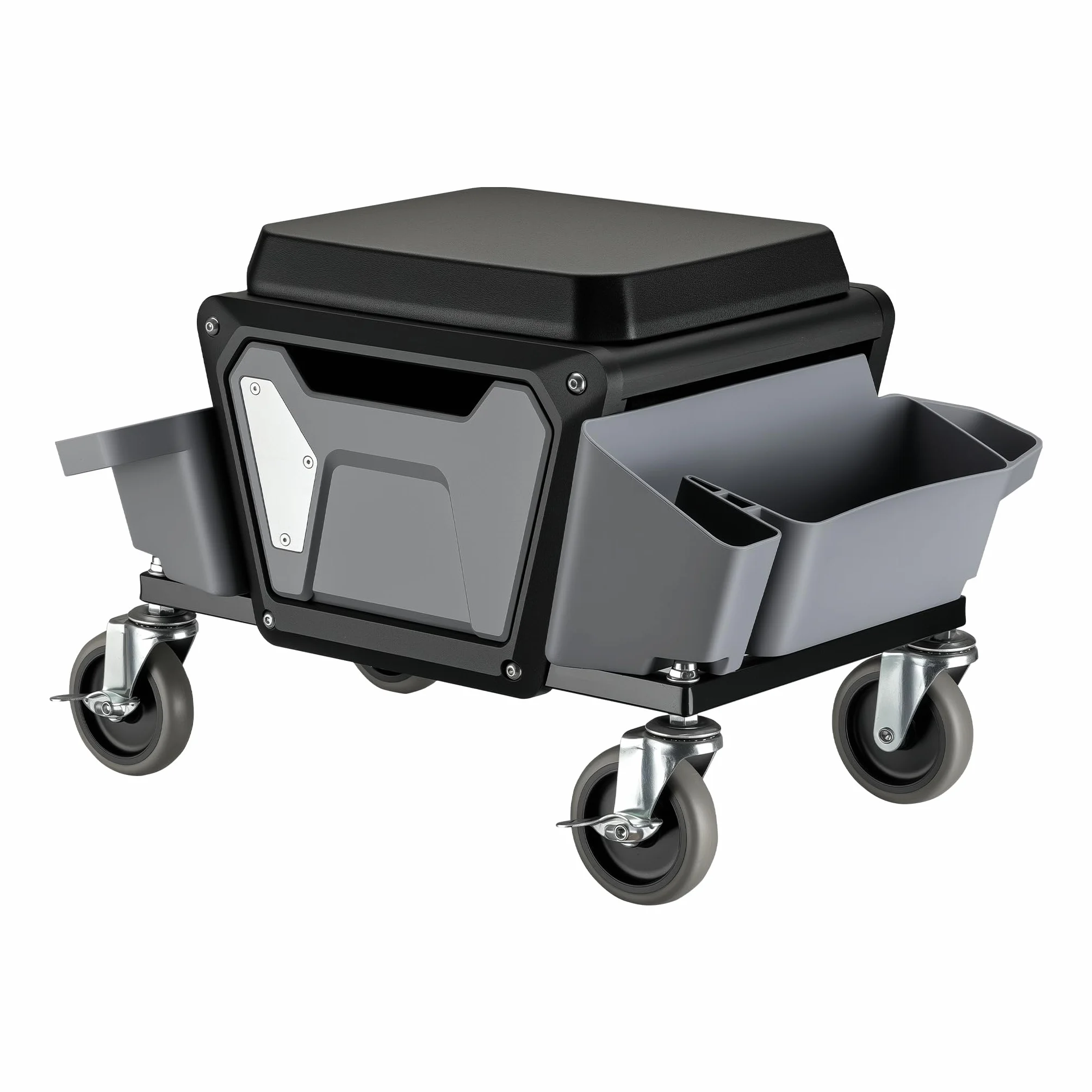 Wiltec Taboret warsztatowy do 120kg z dwoma pojemnikami i szufladą na narzędzia 53 x 38 x 38 cm do prac w warsztacie
