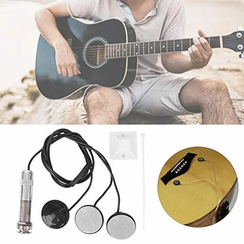 Pickup Przetwornik Piezoelektryczny Samoprzylepny Mono Piezo Pickup z 3 Czujnikami do Gitary Akustycznej Ukulele String Instruments Universal