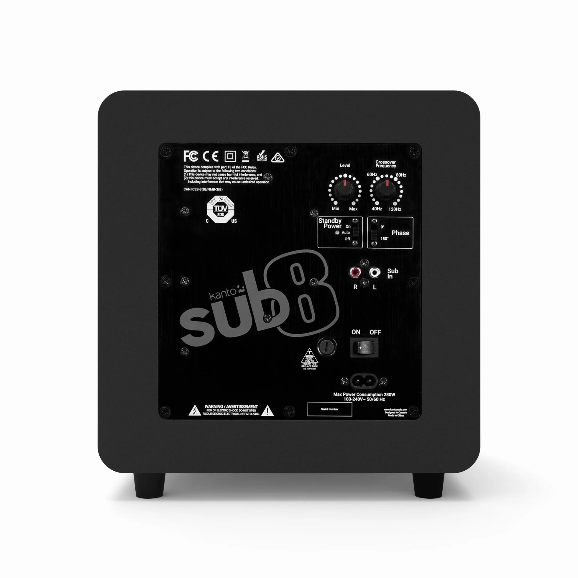 Kanto SUB8 8-inch Sealed Powered Subwoofer (Matte Black)