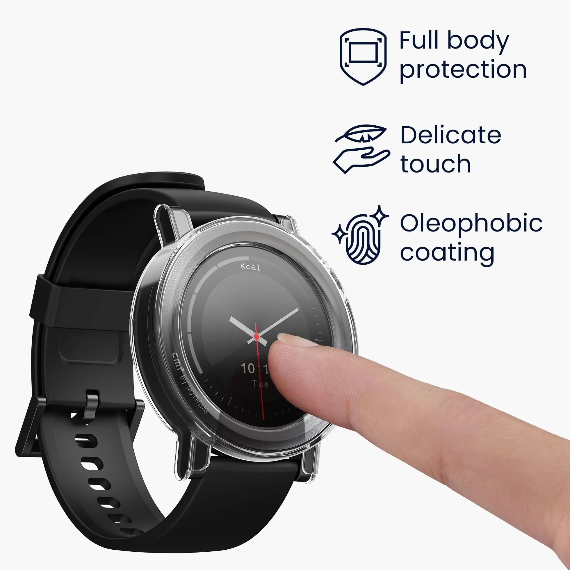 kwmobile Etui kompatybilne z CMF Watch 3 Pro Case - 2X Osłona ekranu ze szkła hartowanego do trackera fitness - przezroczysta-czarna