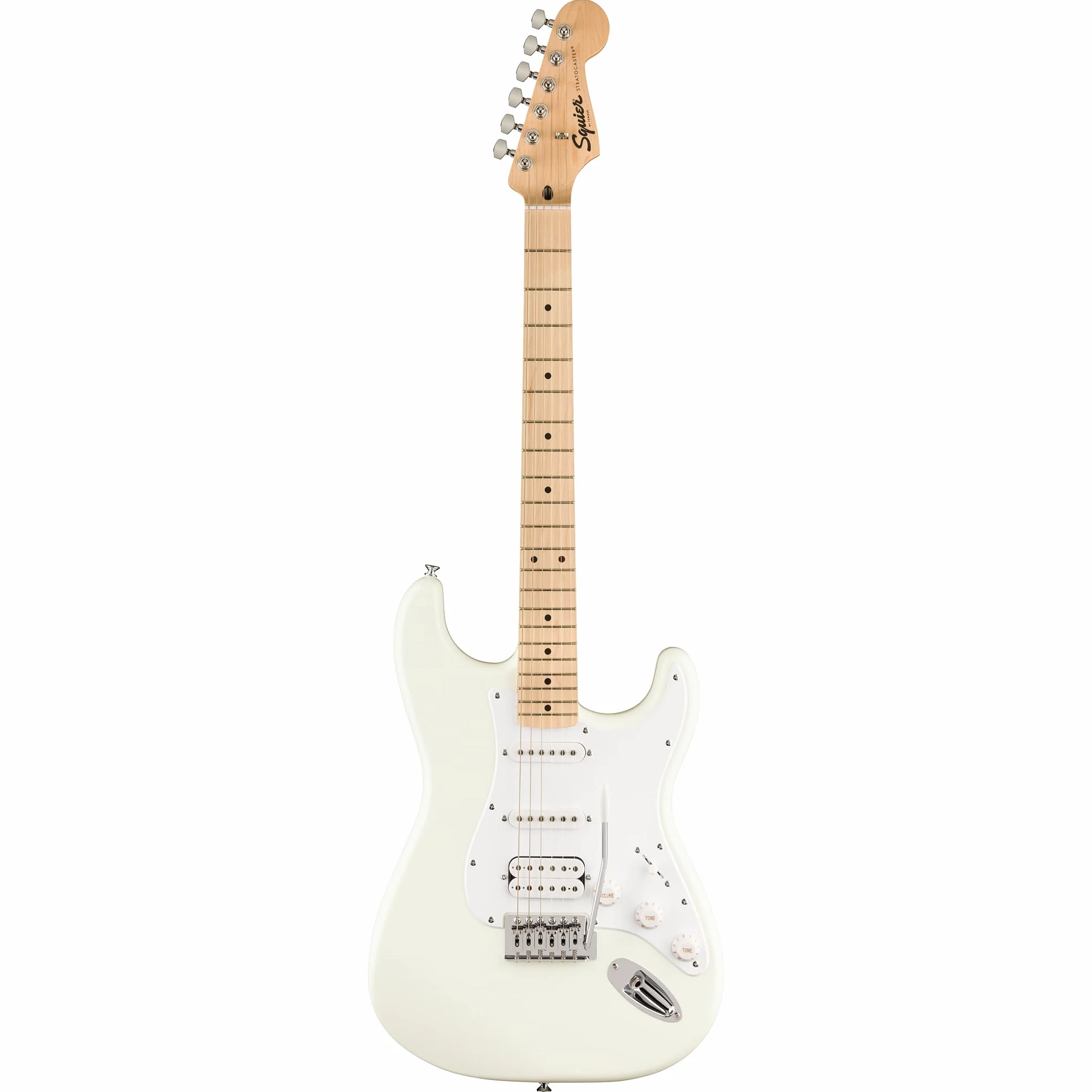 FSR Squier Sonic Stratocaster HSS gitara elektryczna, klawiatura klonowa, biała maskownica, Arctic White