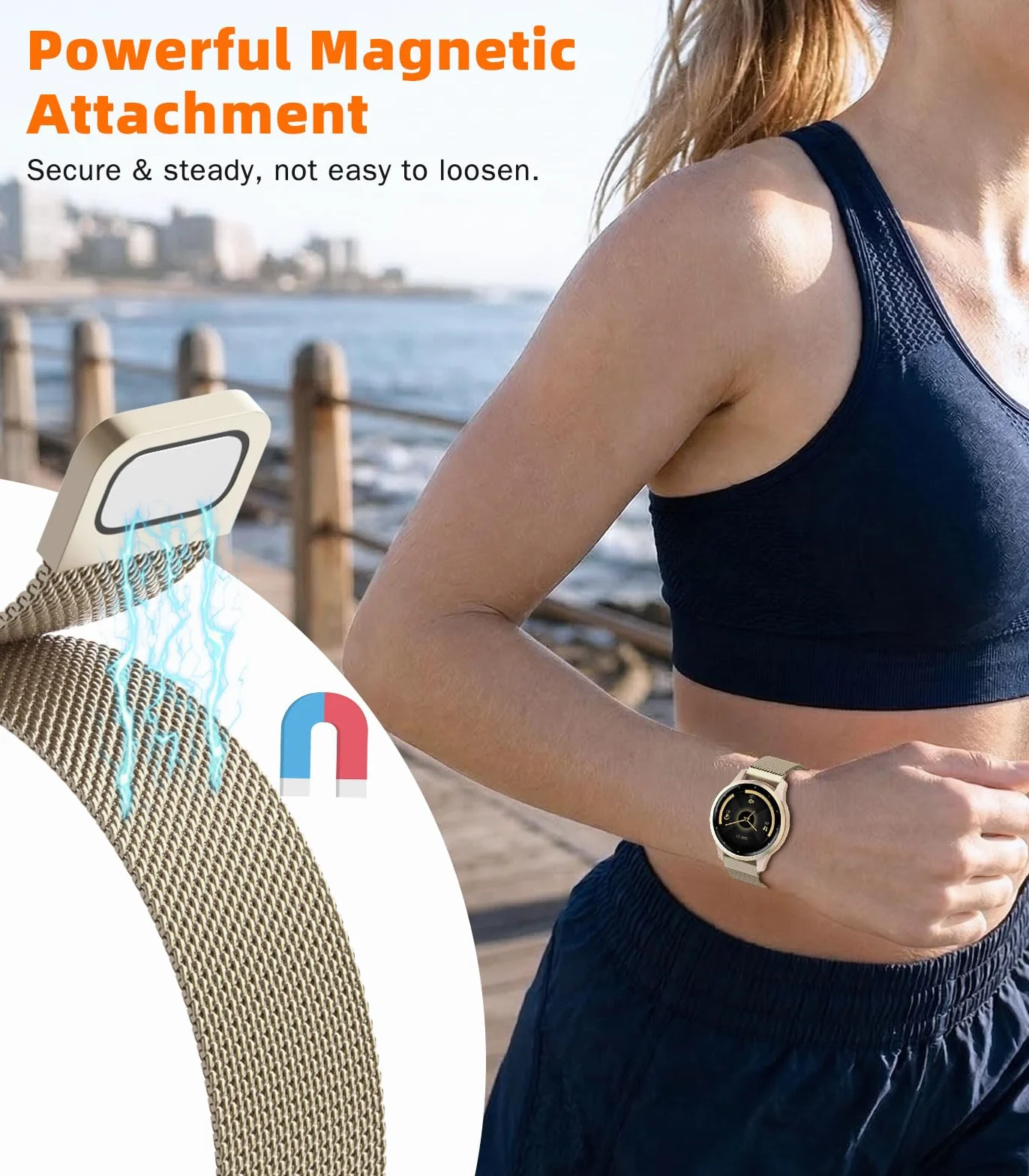 MoKo 18mm 20mm 22mm Metal Band Compatible with Garmin Venu 3S/Venu 4 Watch Bands, Stainless Steel Mesh Strap for Vivoactive 5/6/4S/3, Forerunner 265S/255S Quick Release Replacement Strap Women Men