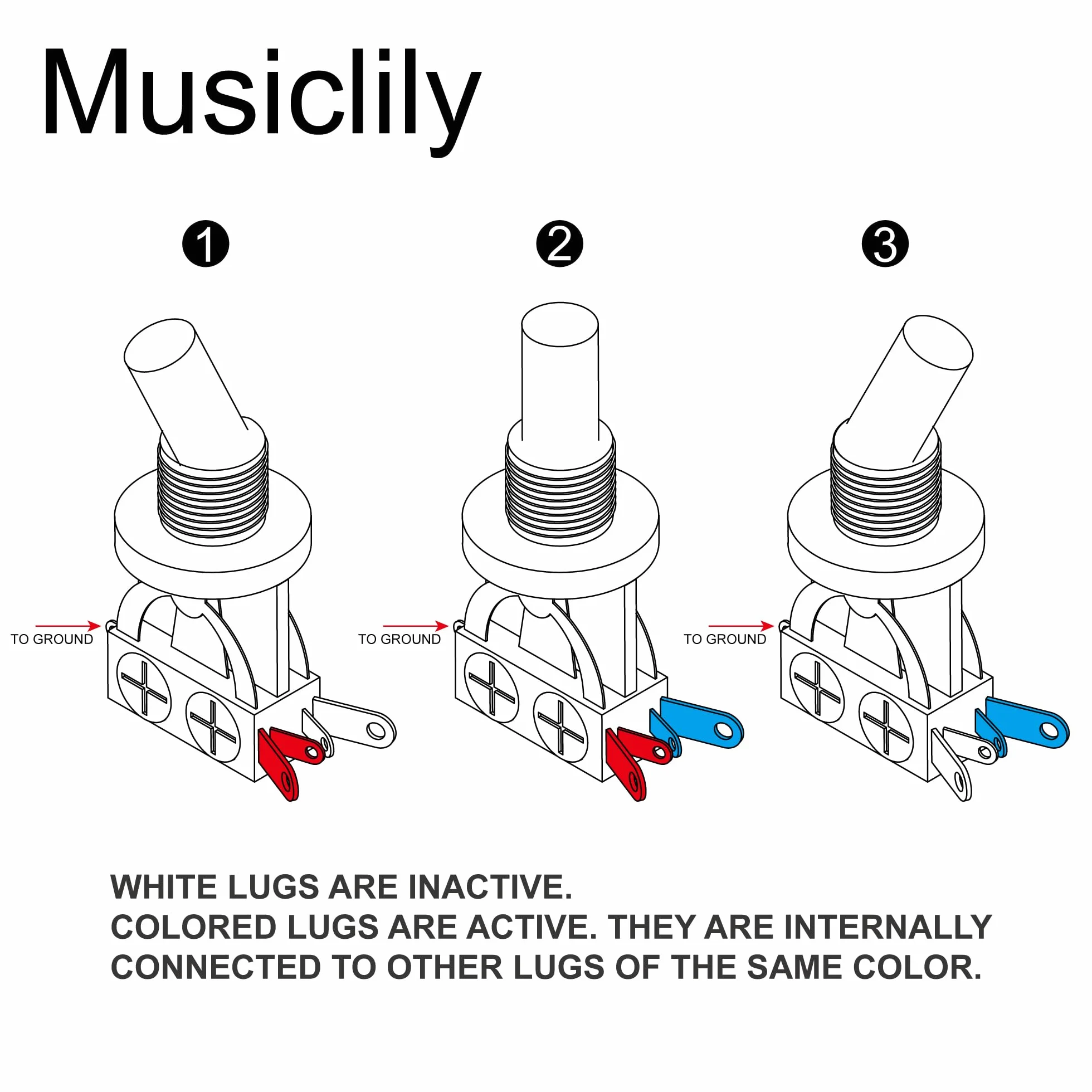 Musiclily Metryczna Przełącznik Gitaryowy 3-pozycyjny Toggle Switch do Gitary Elektrycznej Typu Epiphone Les Paul, Chrom z Kremową Główką
