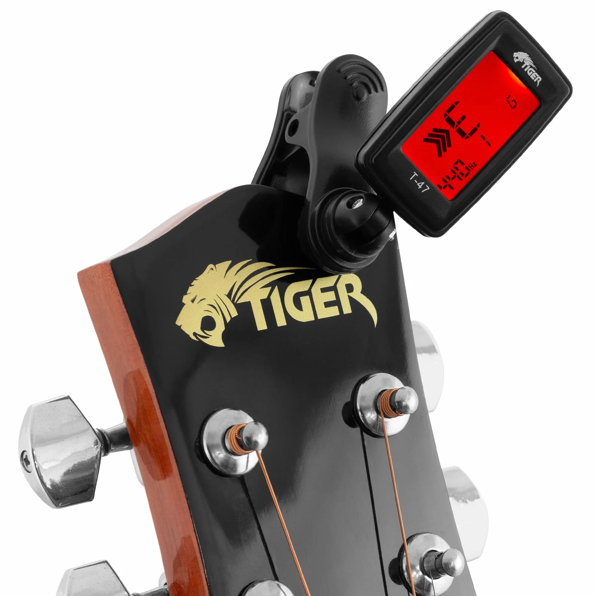 Tiger T-47 Clip-On stroik gitarowy – chromatyczny stroik do gitary, ukulele i skrzypiec