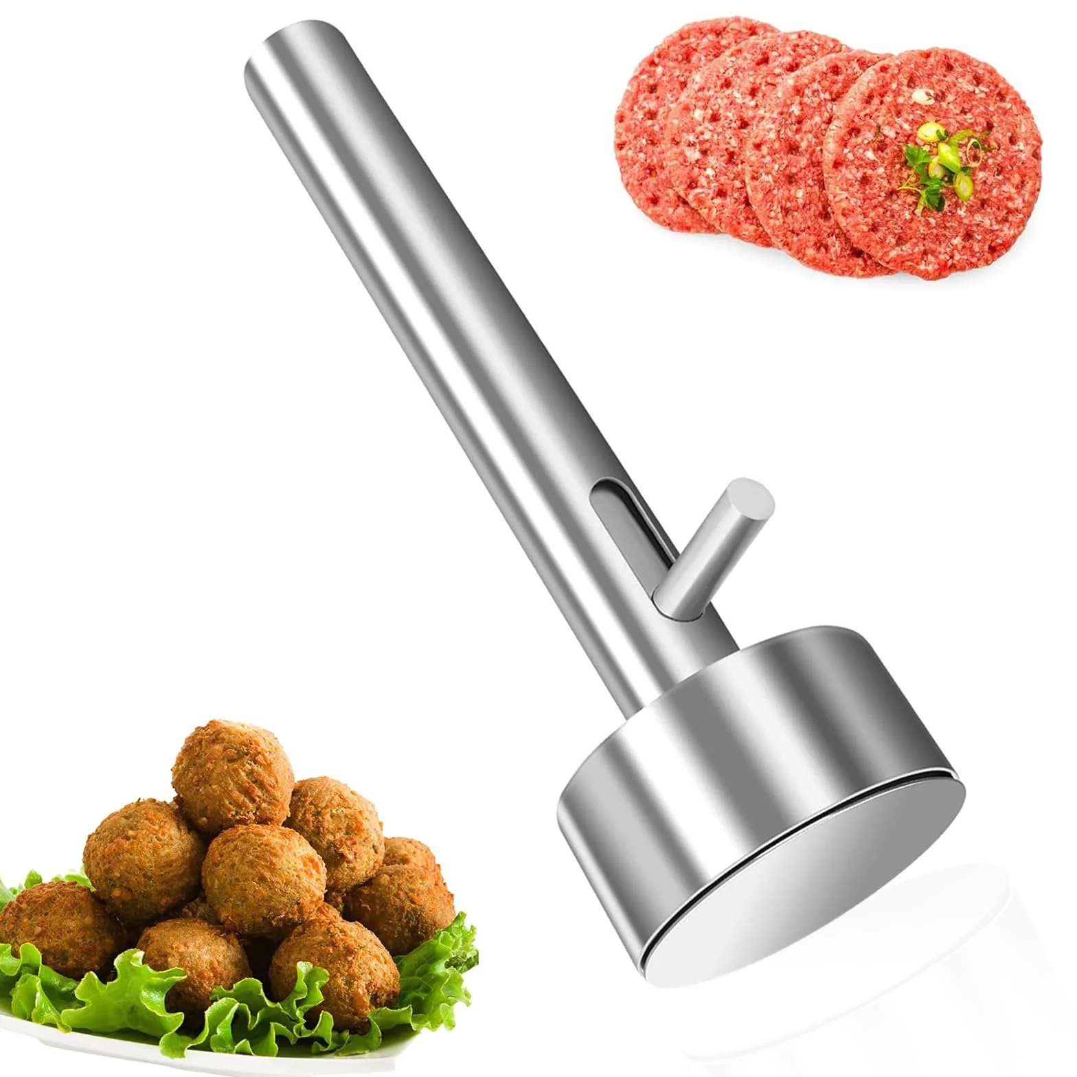 Falafel urządzenie do porcjowania, 4 cm, łopatka do falafelu, miarka do porcjowania falafelu, szufla falafel, stal nierdzewna, nieklejące się narzędzie do balera, do kuchni, domu i restauracji