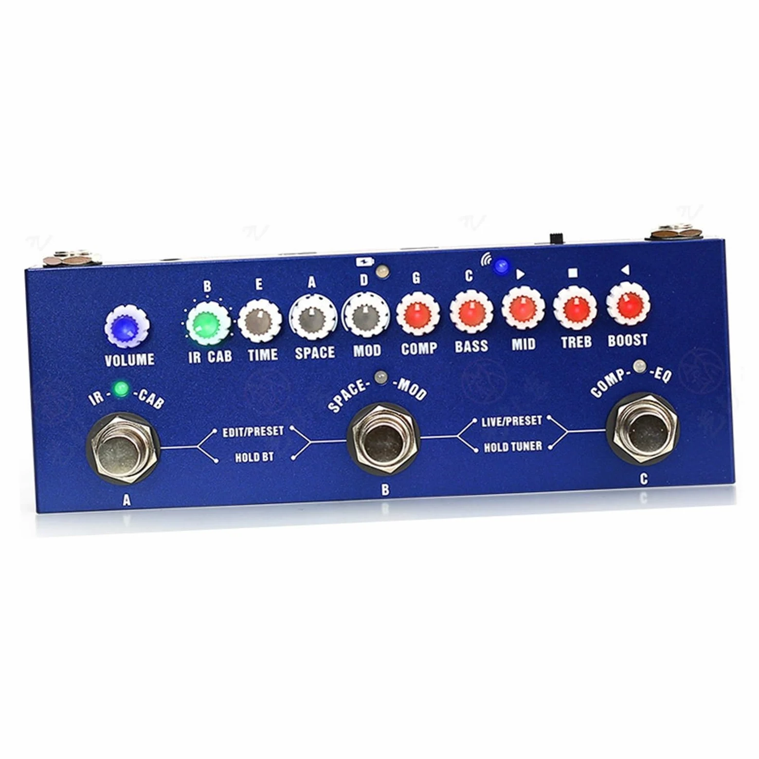 Efekty Gitarowe I Akcesoria Do Instrumentów Gitara Elektryczna Pedał Multiefektowy Wzmacniacz Basowy Analogowy Delay I Pogłos Kolorowe Akcesoria(Blue)