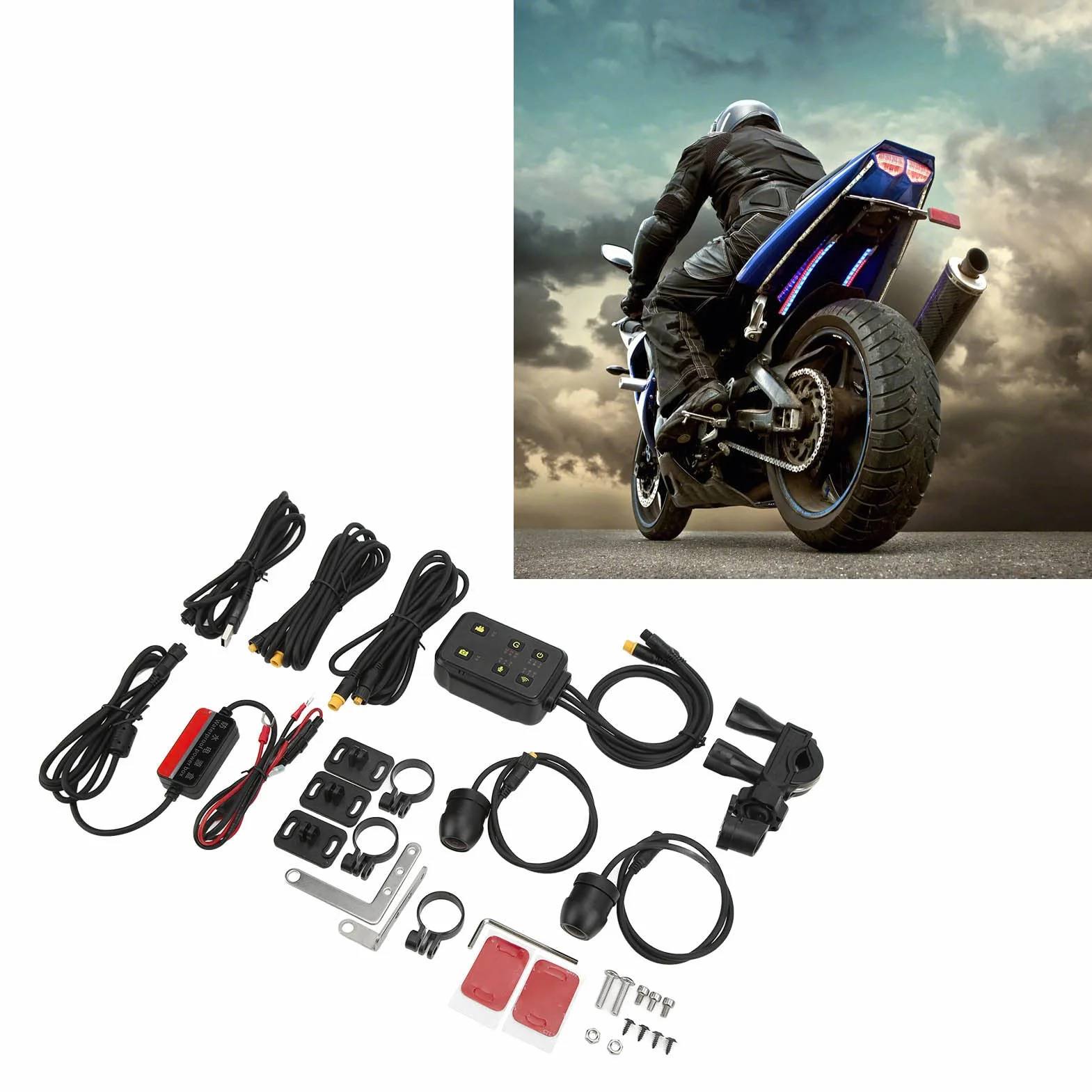 Kamera Motocyklowa D Podwójna Kamera i Nagrywanie z tyłu. Nagrywanie z Obiektywem Szerokokątnym 080P. Rejestrator z Kamery Motocyklowej