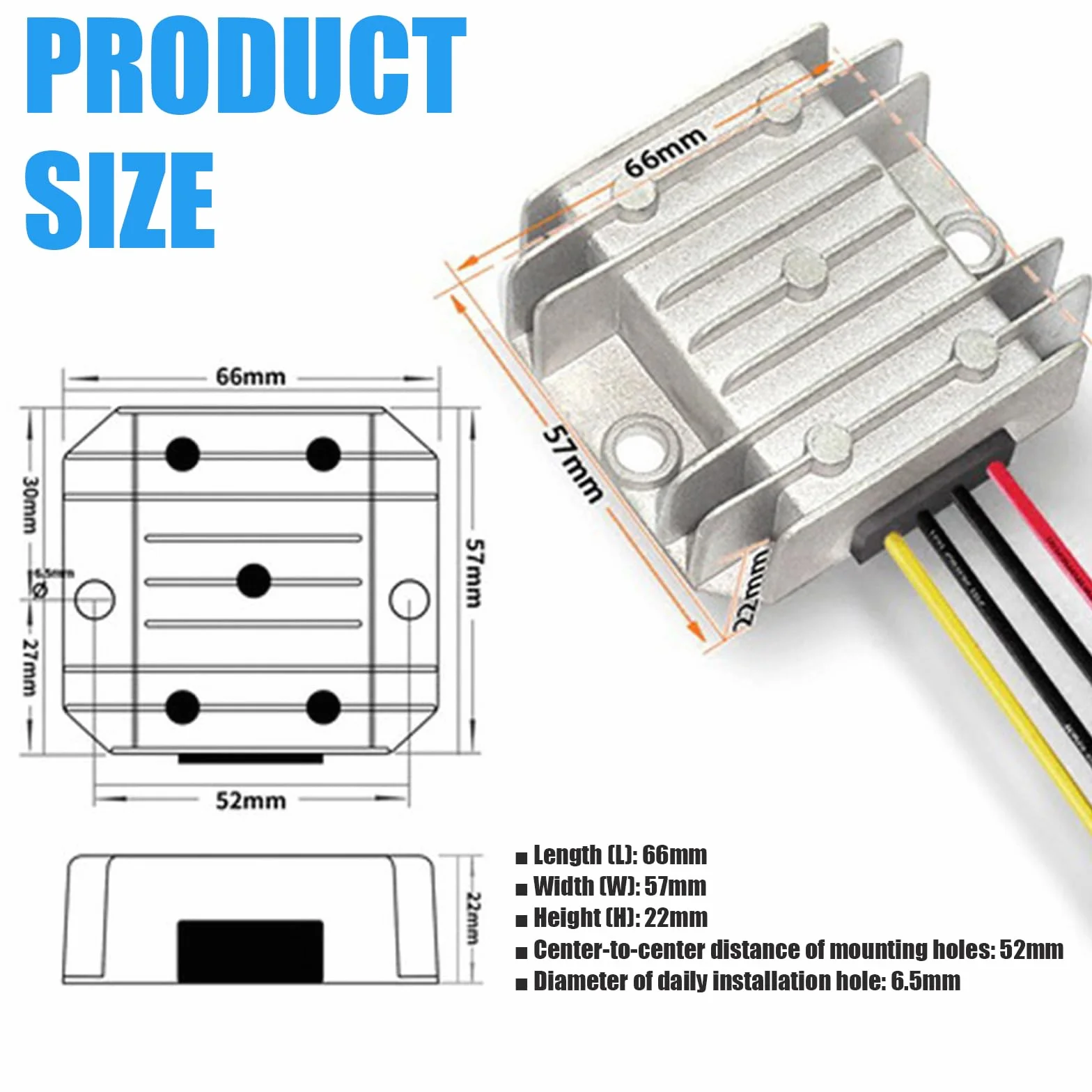 Przetwornica napięcia DC 8 V-40 V na 12 V 5 A 60 W, automatyczny regulator napięcia Step Up Down DC, wodoszczelność IP68, stabilizator napięcia 12 V i ogranicznik napięcia do silnika wentylatora