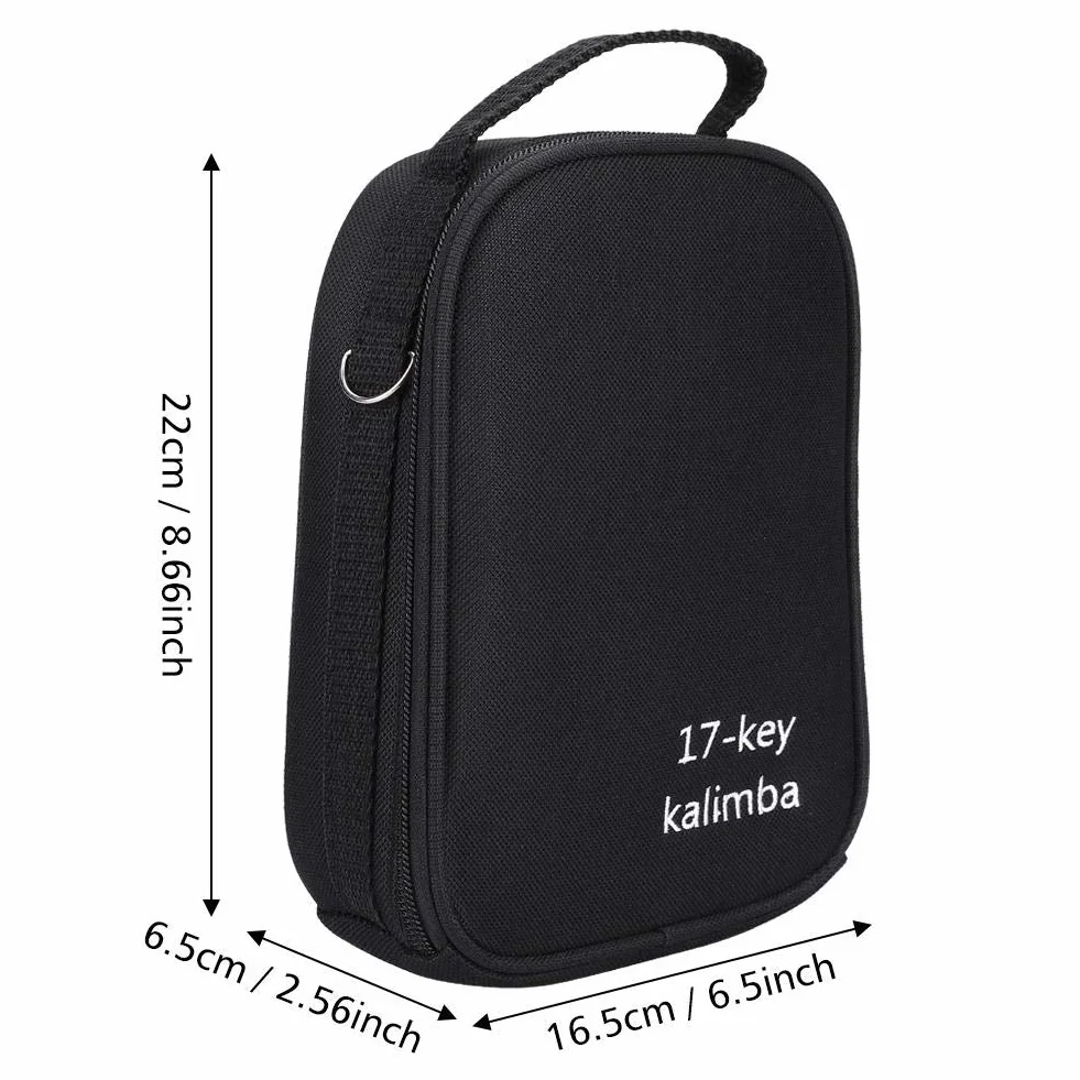 Kalimba etui, przenośne anty-uderzenia z paskiem Kalimba torebka pudełko, odporne na wstrząsy czarne 17 kluczy na kciuki kalimba palec fortepian