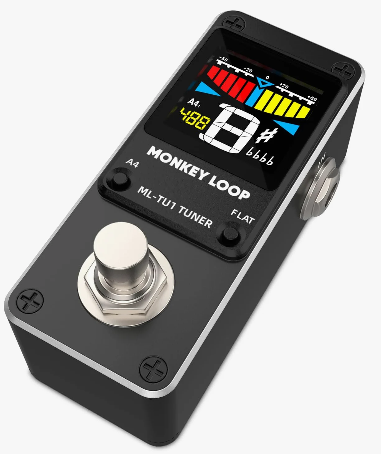 Monkey Loop ML-TU1 - Chromatyczny pedał tunera do gitary - Zakres tonów od 430 do 450 Hz - Tolerancja strojenia wynosząca +0,5 centów - Wysoka precyzja i komfort w każdej chwili
