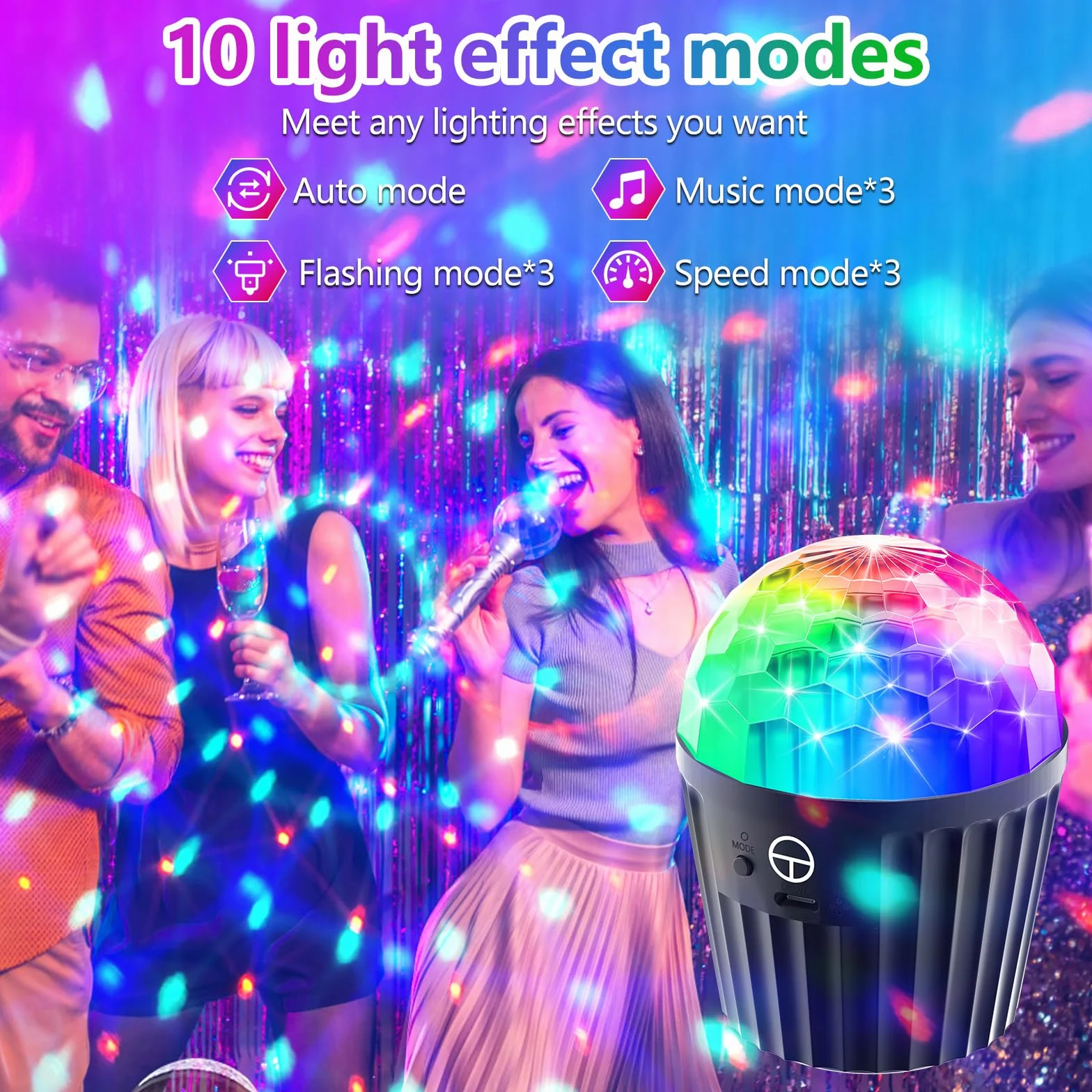 Mini kula dyskotekowa, aktywowana muzyką, lampa dyskotekowa LED z pilotem zdalnego sterowania, 3 W, RGB, dynamiczne efekty świetlne, kula dyskotekowa, oświetlenie USB, oświetlenie imprezowe na
