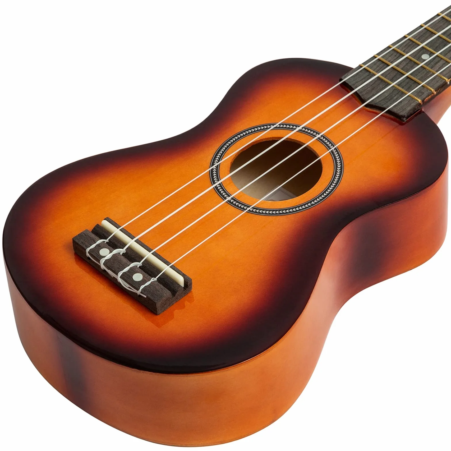 Tiger Ukulele sopranowe UKE7 dla początkujących, zawiera torbę Gig Bag, filcową kostkę, zestaw zapasowy strun nowy na rok 2020, teraz wyposażone w struny Aquila - Sunburst