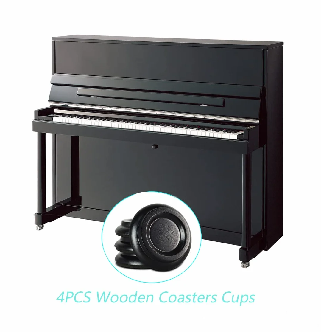 Alnicov Piano Caster Cups, lite drewno pianino Caster Cups do pionowego fortepianu, drewnianego, pianki, antypoślizgowa, antypoślizgowa pianka Anti-Noise (zestaw 4 sztuk, kolor czarny)