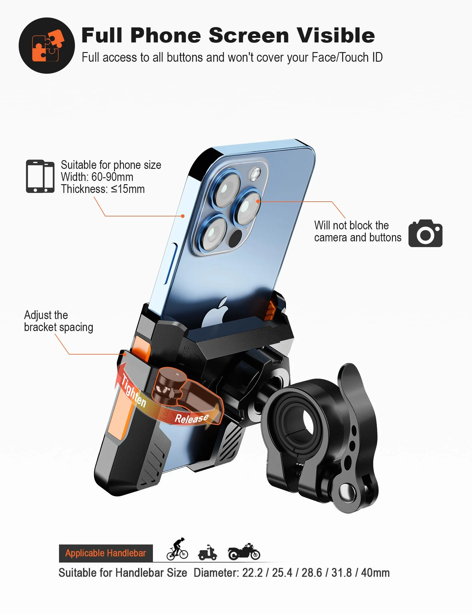 Grefay Uchwyt na Telefon Rowerowy (Szybki Demontaż 1S) uchwyt na Telefon Motocyklowy z 2 Portami z Obrotem 360 na Zewnątrz Uchwyt na Telefon na Kierownicę do Scooter do Smartfona 4.0-7.0