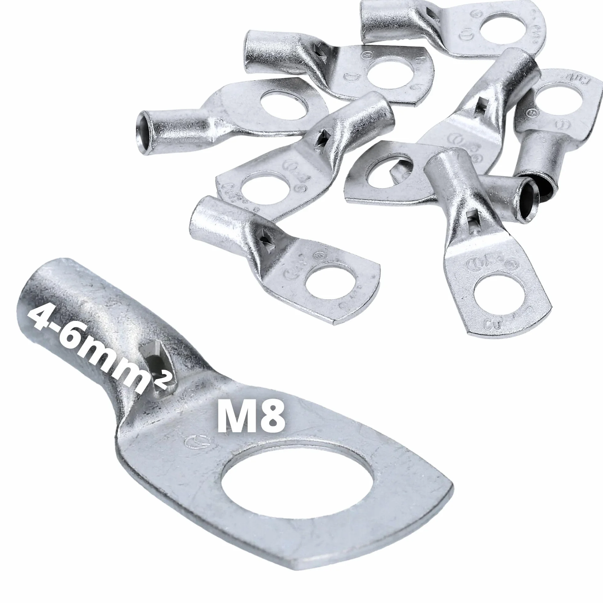 10 sztuk Cembre A1-M8 rurowe końcówki kablowe 4-6mm² M8 nieizolowane z miedzi ocynkowane