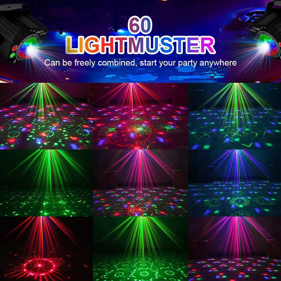 URAQT Kula dyskotekowa, światło imprezowe z pilotem zdalnym, 60 trybów, sterowanie muzyką, kabel USB 2 m, 360° RGB, oświetlenie imprezowe do klubu