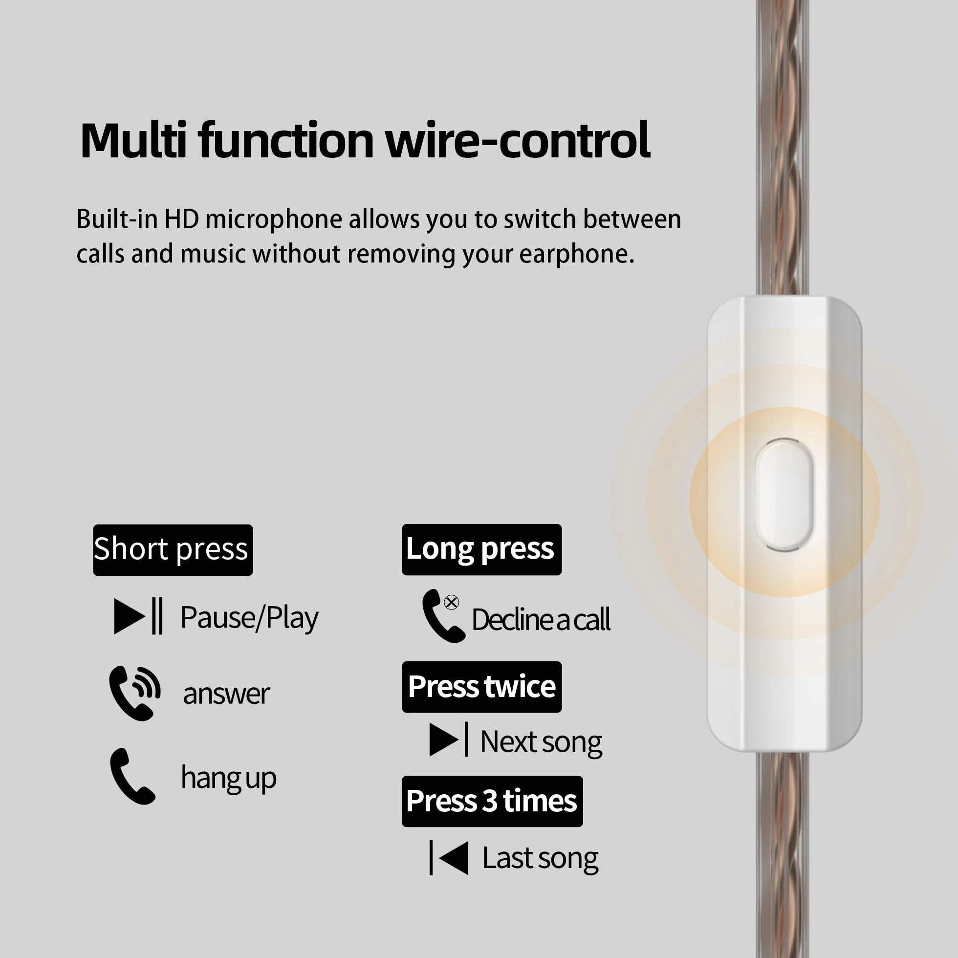 KZ DQS Słuchawki douszne HiFi, dynamiczny sterownik, wysoka precyzja cewki głosowej, słuchawki douszne IEM z 2-pinowym odłączanym kablem OFC 0,75 mm do pokazu scenicznego, pracy (bez mikrofonu)