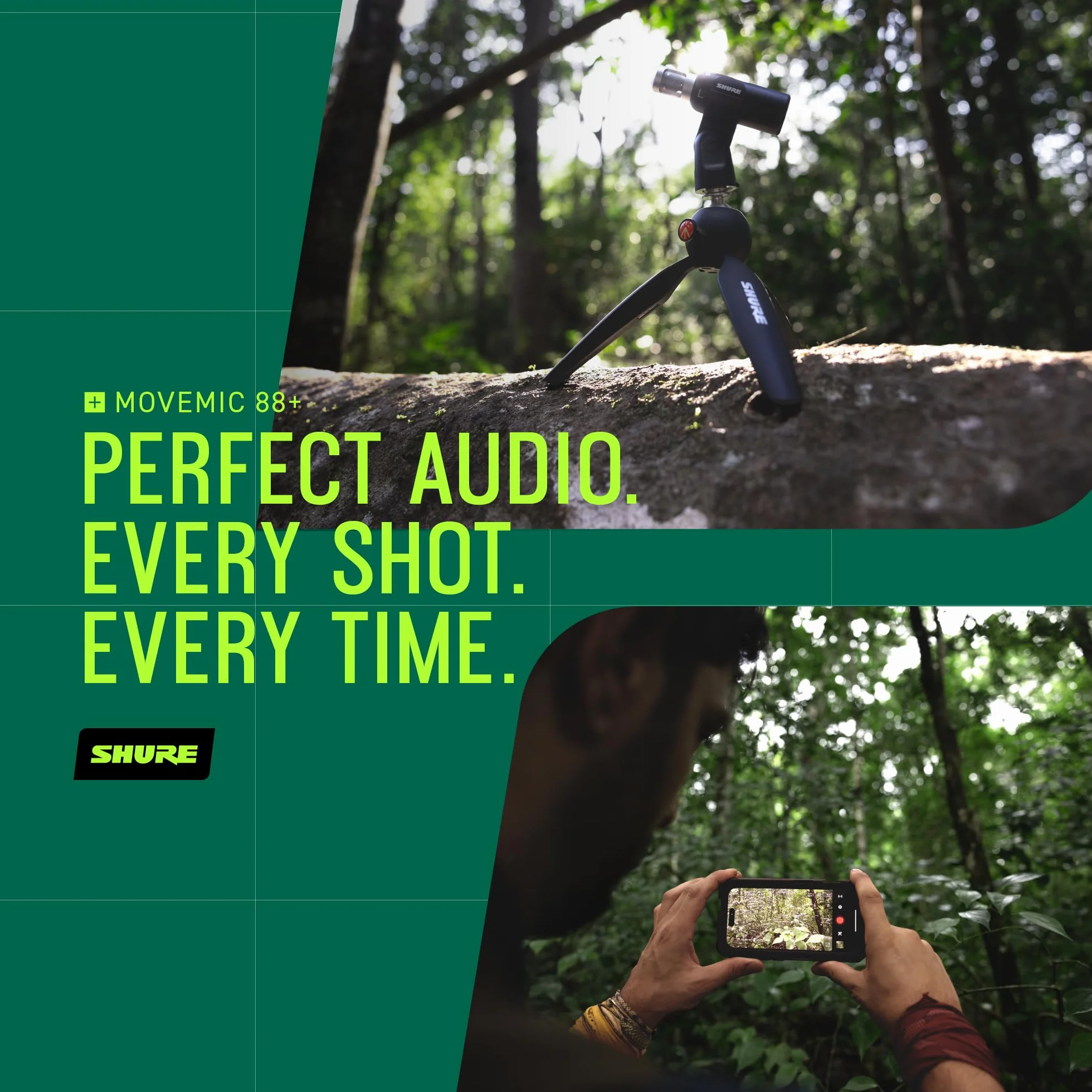 Shure Zestaw Bezprzewodowy mikrofon MoveMic 88+ - pro rejestrator dźwięku do nagrywania filmów/wywiadów w terenie | kompatybilny z iOS/Android za pośrednictwem aplikacji MOTIV (MV88+W-KIT-Z6)