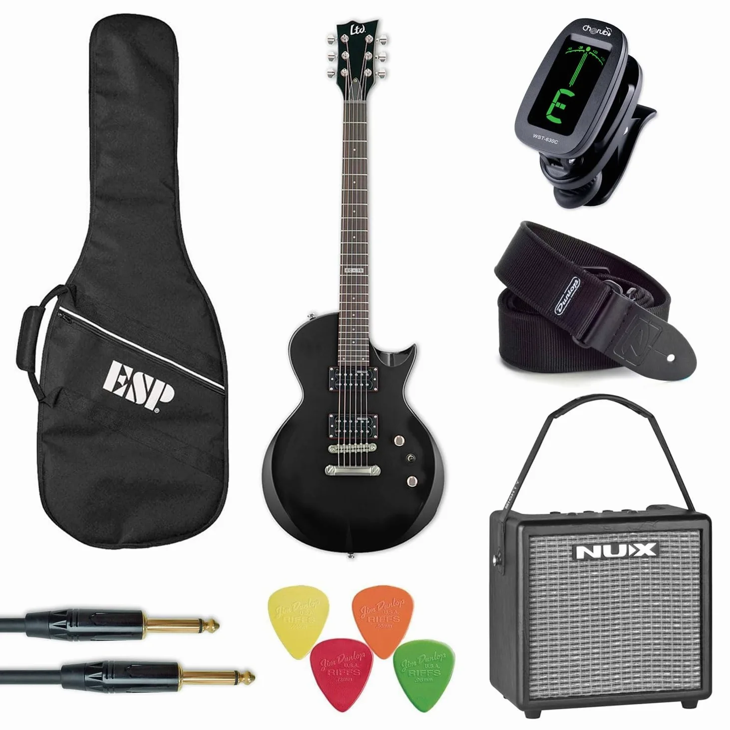 ESP LTD EC-10 gitara elektryczna kompletny zestaw ze wzmacniaczem i akcesoriami