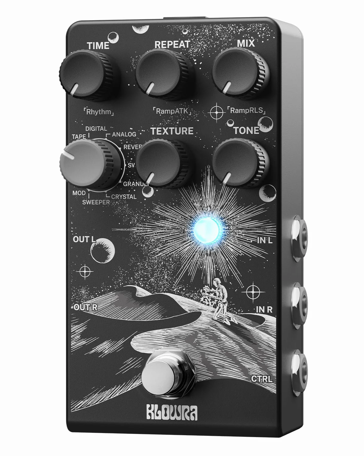 Everlast Delay gitarowy na gitarę elektryczną - Ramp, 9 stereo typów opóźnienia, Tap Tempo, True Bypass, Analog Dry Through, obsługa pedału ekspresji & przełącznika nożnego TS/TRS