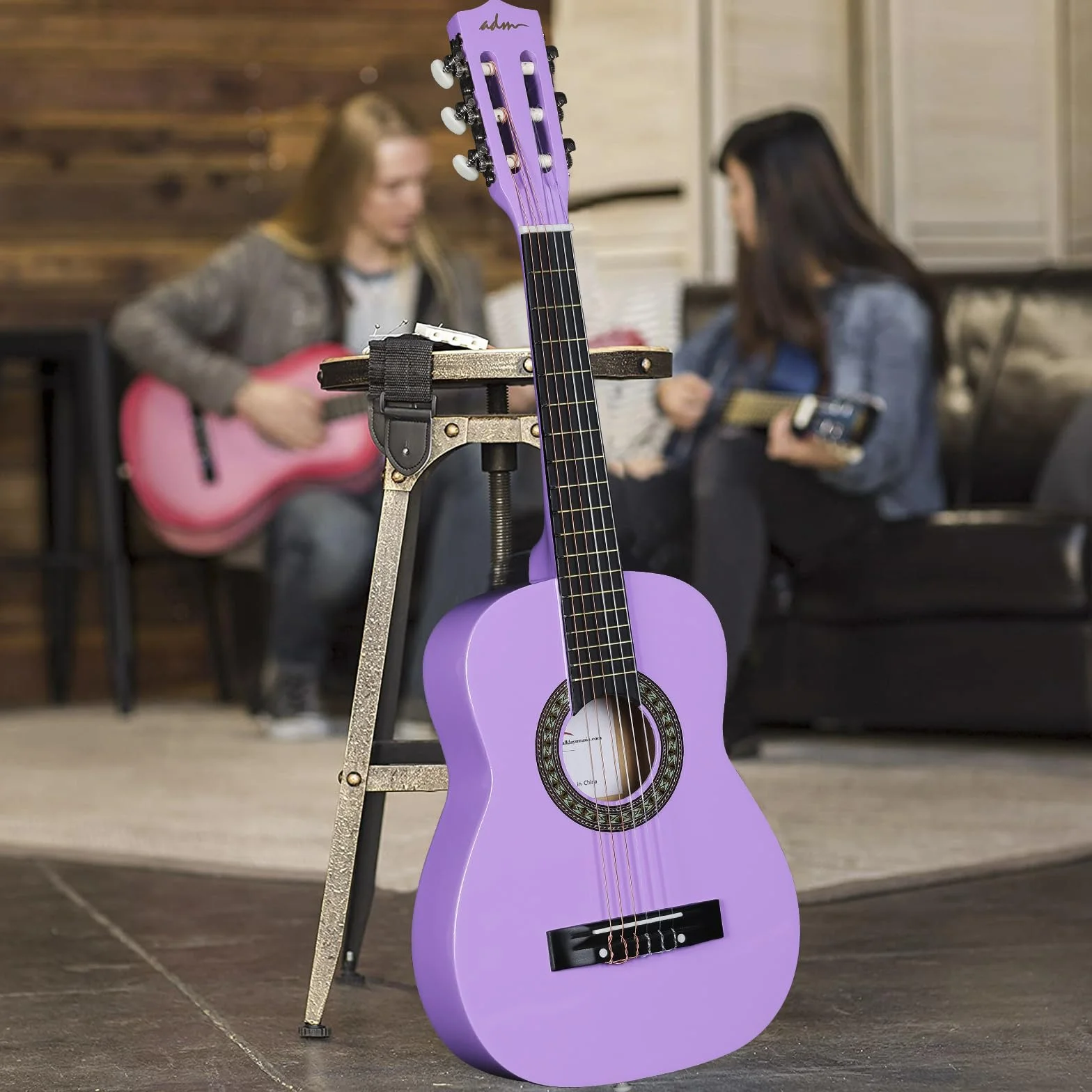 ADM 1/4 Zestaw z gitarą klasyczną dla dzieci, 76 cm, dla początkujących, z torbą koncertową, stroikiem, paskiem, kostkami, dodatkowymi strunami, torbą do przechowywania i ściereczką do czyszczenia,