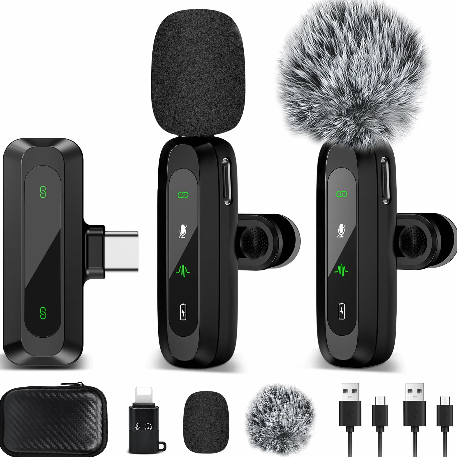 Bezprzewodowy mikrofon krawatowy do iPhone'a i Androida, 2,4 GHz, plug and play, mini mikrofon, redukcja szumów przez DSP, do nagrywania, Youtube, TikTok, blogów, wywiadów
