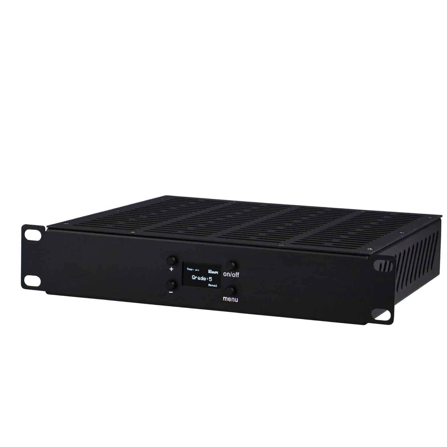 GeeekPi 10-calowy 1U Rackmount Fan Taca z wyświetlaczem OLED, 4 sztuk 80mm aktywne wentylatory do 10-calowego mini serwera rack, kompatybilny z DeskPi RackMate T0 / T1 / T2 / T0 Plus / T1 Plus / TL1