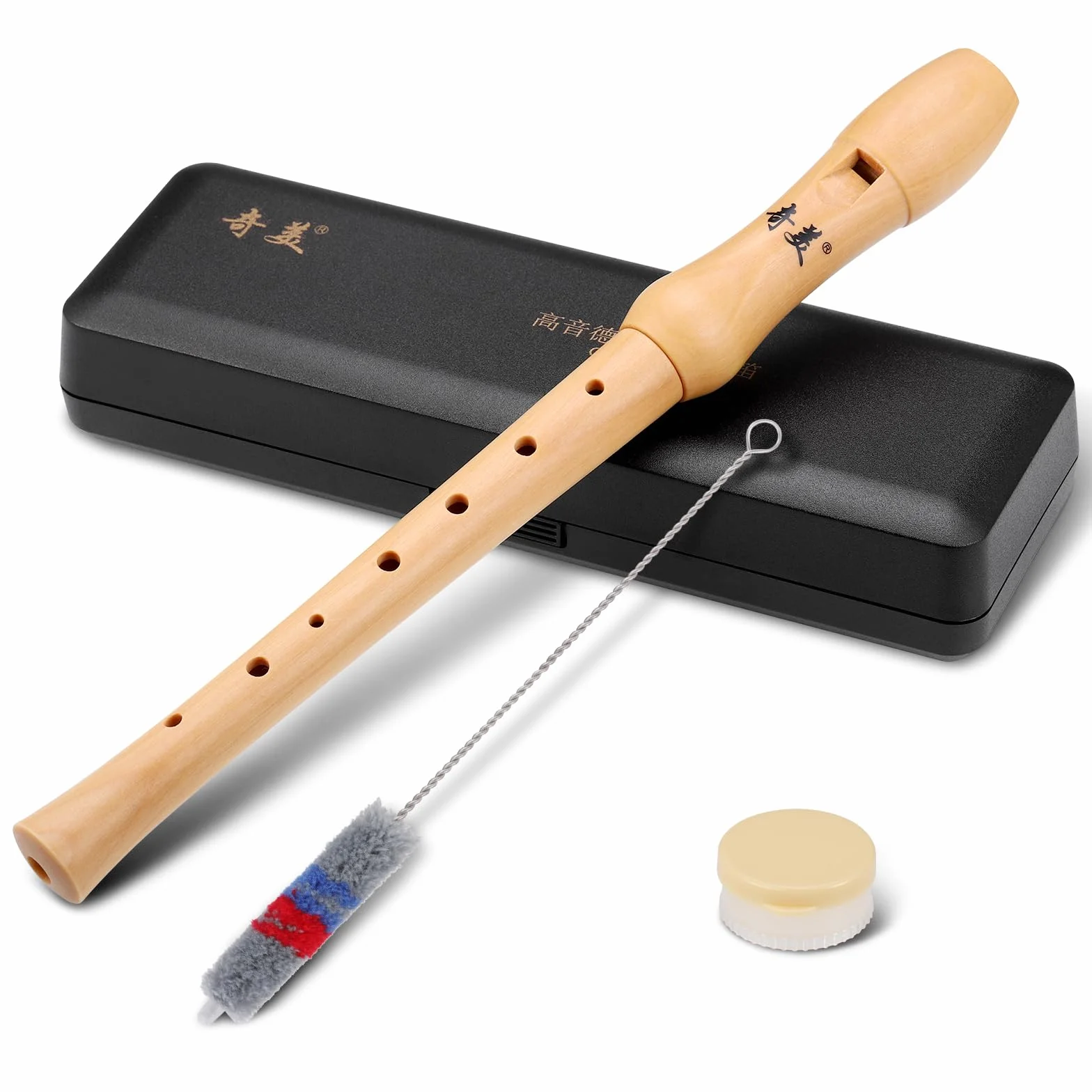 Fentar Drewniany rejestrator, instrument sopranowy, niemiecki palec, rejestrator dla dzieci, dorosłych, początkujących, 2-częściowy design, znakomity 8-otworowy zestaw rejestratorów z pudełkiem do