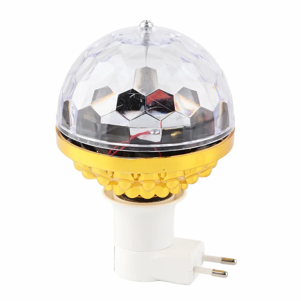 Kolorowa obrotowa kula, kryształowe światło DJ RGB, stroboskopowa kula LED RGB disco, imprezowa, obrotowa żarówka z wtyczką 85-265 V (wtyczka UE)