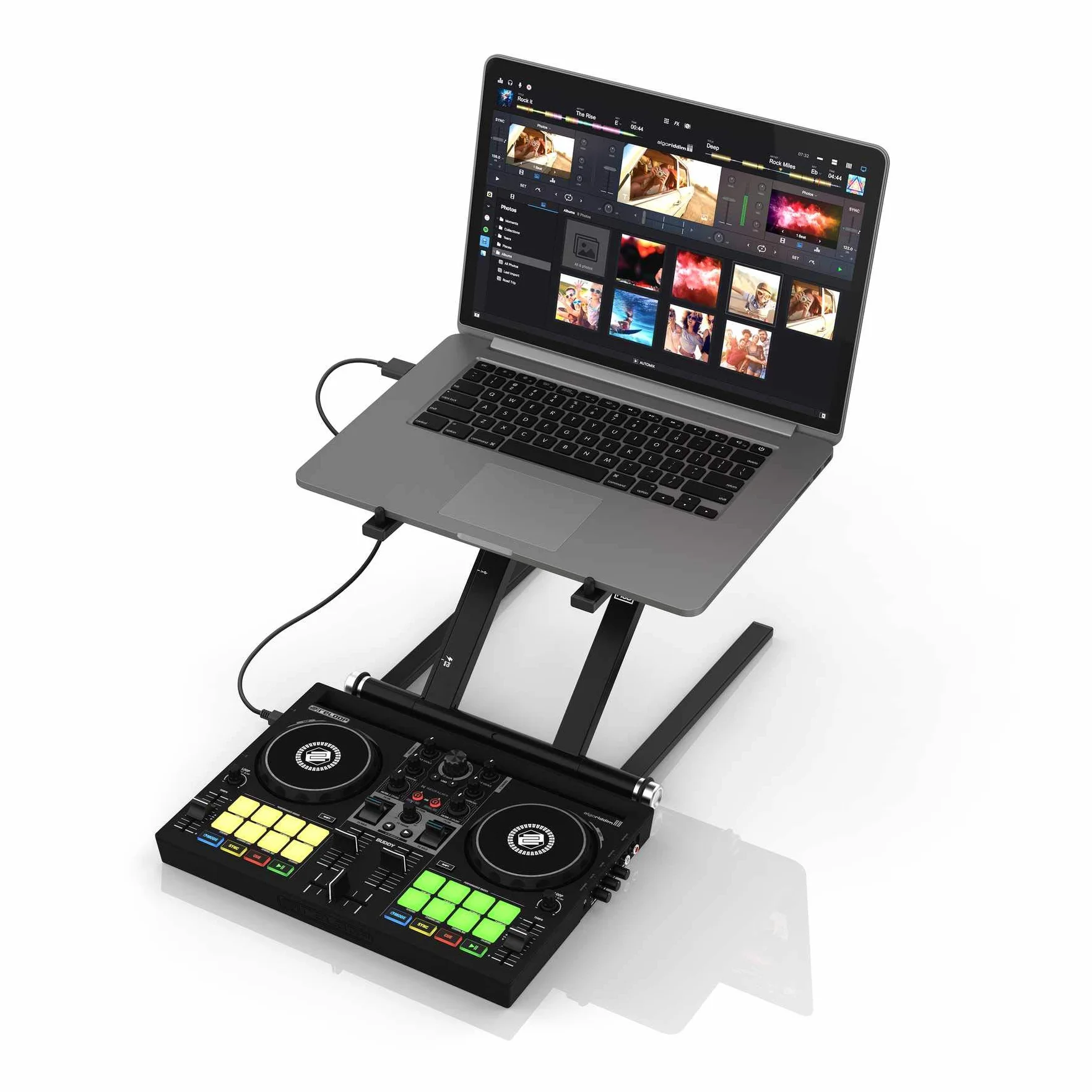 Reloop Buddy Compact 2-kanałowy kontroler DJ-ski dla Algoriddim DJay na iOS, PadOS, Android, Mac i PC z padami wydajności RGB, paddles FX i kontrolą Neural Mix