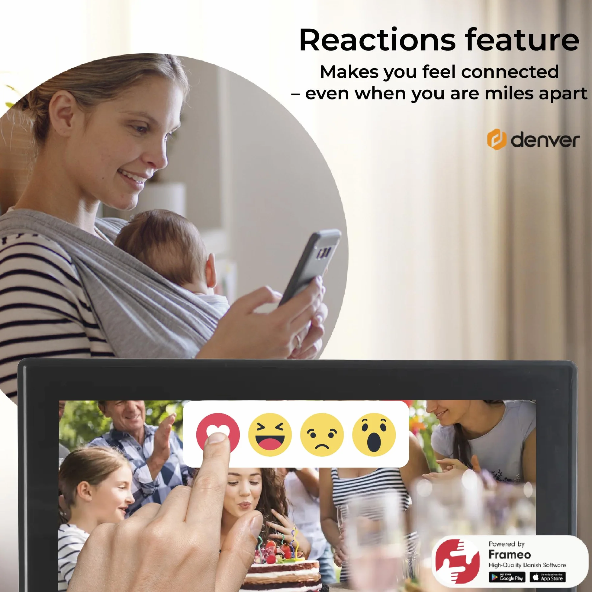 Denver PFF-1515B cyfrowa ramka na zdjęcia Wi-Fi – ekran dotykowy Full HD IPS 15,6", zintegrowane oprogramowanie FRAMEO, bezprzewodowe udostępnianie, automatyczne wyłączanie nocne, pamięć 16 GB, czarna