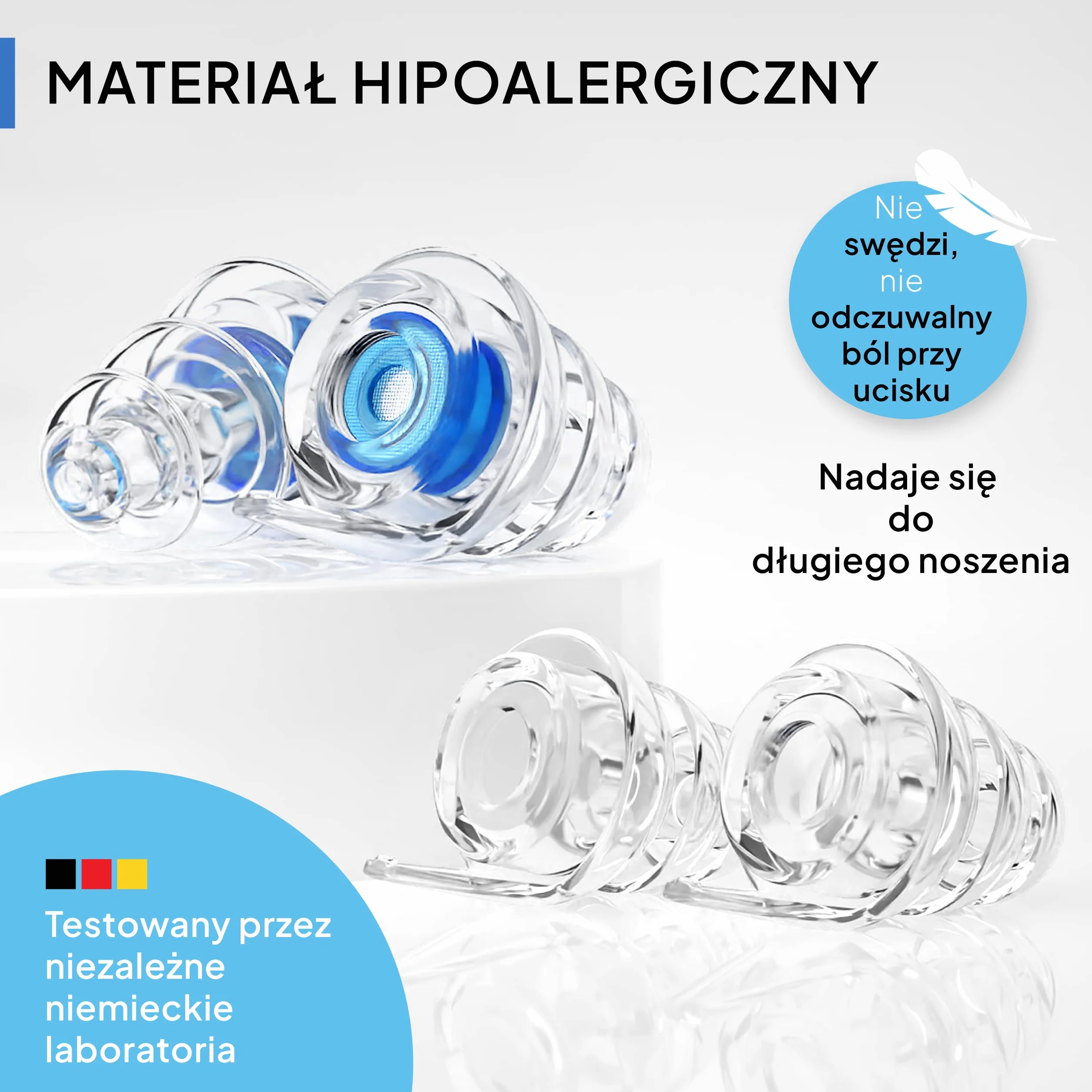 Senner MusicPro - Ochrona słuchu na festiwale, koncerty i dyskoteki, aluminiowy pojemnik, niebieski filtr/przezroczysty - zatyczki do uszu/ochrony słuchu dorośli
