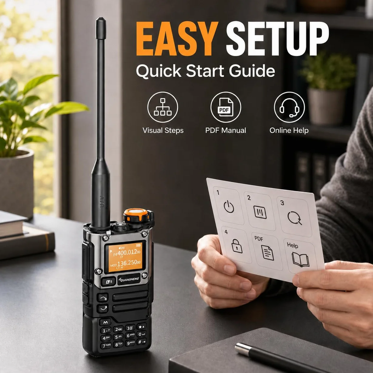 QUANSHENG UVK5(8) AM/FM/DTMF Walkie-Talkie 200 kanałów Type-C