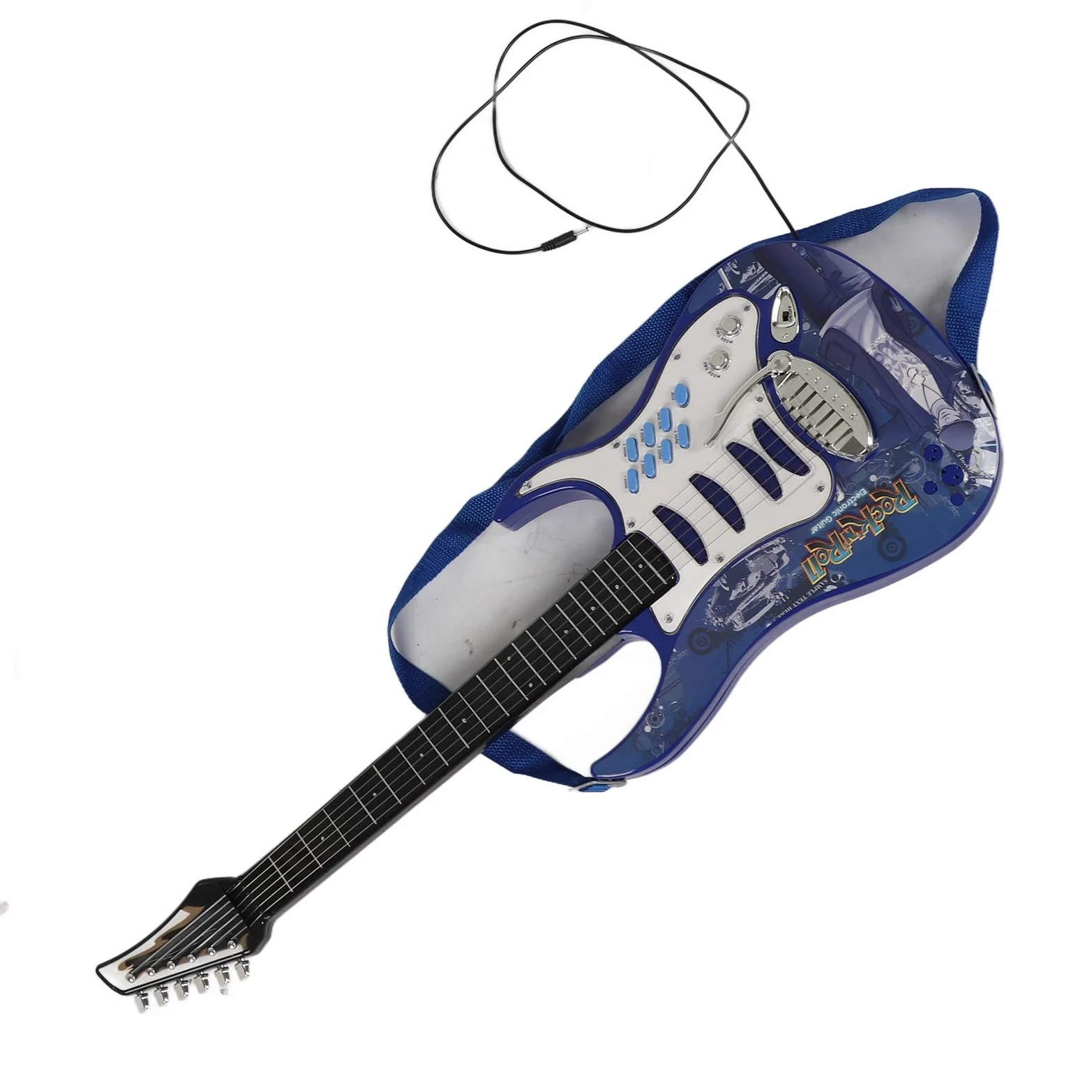 Gitara Karaoke dla Dzieci Instrument Muzyczny Gitara Elektryczna Zestaw Wzmacniaczy Mikrofonowych Mikrofon Gitarowy Zestaw Głośników Wielofunkcyjny Instrument Muzyczny z regulacją (Niebieski)