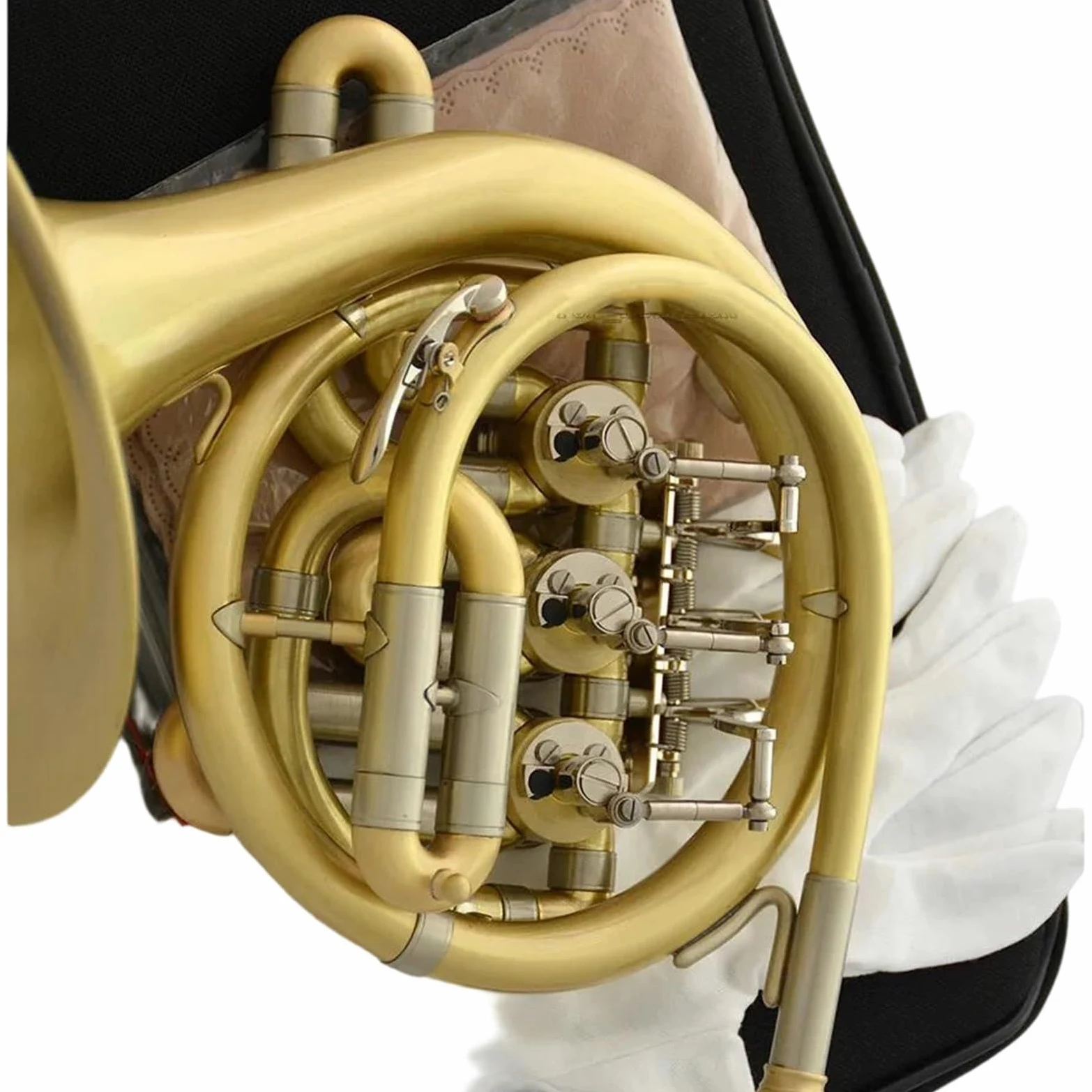 Profesjonalne Róg Francuski Matowe Mosiężne Etui Na Klucze Piccolo Mini Horn Bb