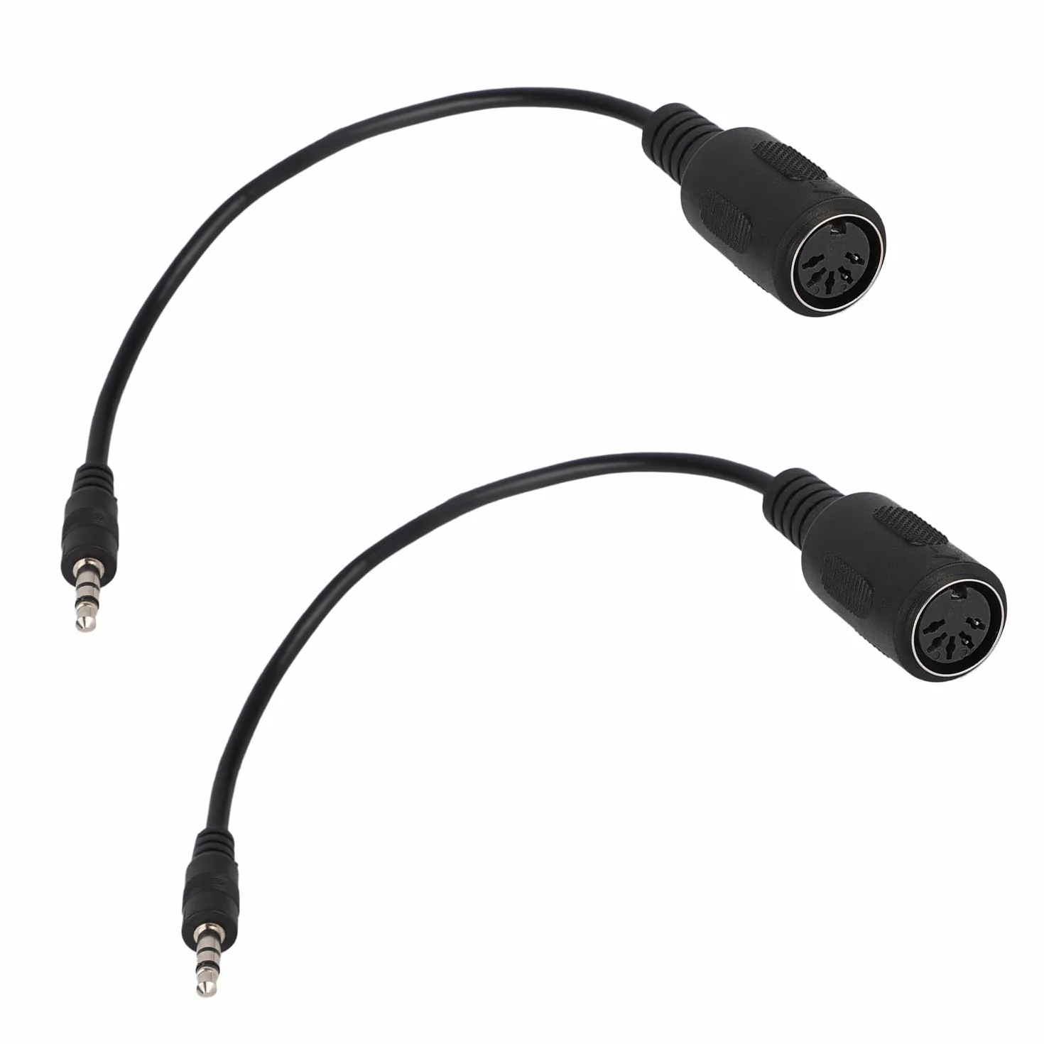 2szt Adapter Typ-A MIDI do 3,5mm, 15cm Przejściówka MIDI Żeńska na TRS 3,5mm Męska Konwerter Audio do Keyboardów Syntezatorów & DAWs(Czarny)