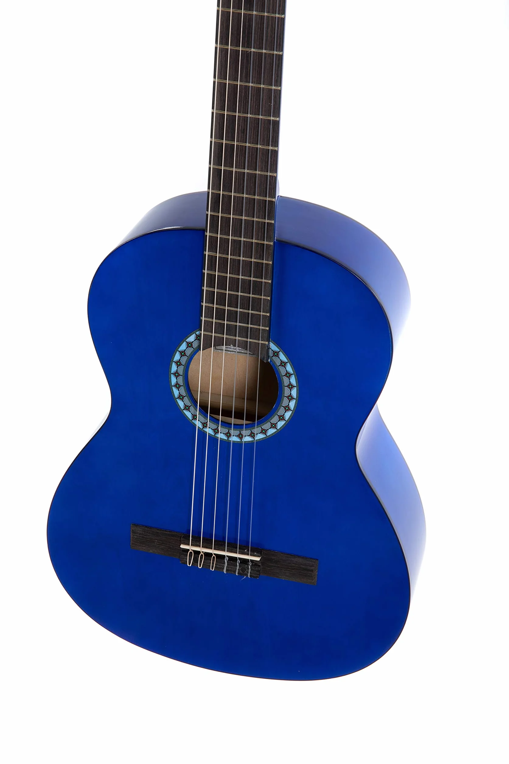 GEWA gitara klasyczna Basic 4/4, korpus lipa, podstrunnica drewno pakkaholz, chromowane maszynki, kolor niebieski