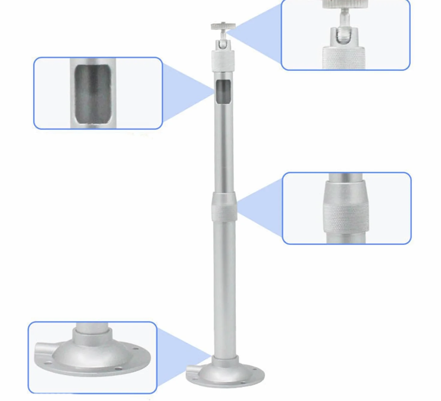 Uchwyt projektora, projektor sufitowy, uniwersalny projektor ścienny z montażem, uchwyt do projektora, srebrny, nadaje się do montażu na ścianie, 30-60 cm